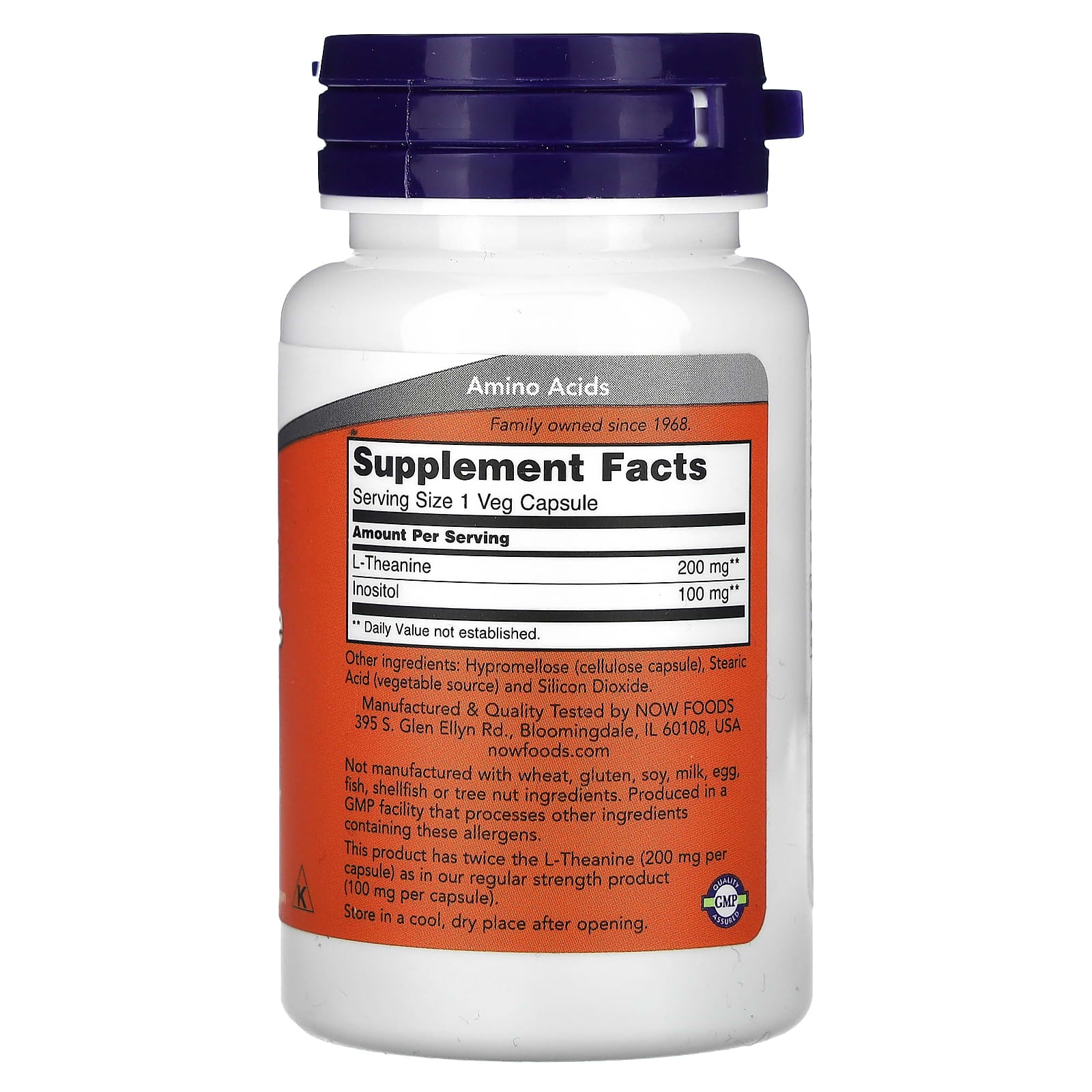 L-Teanina Dupla Força 200 mg, 60 Cápsulas Vegetarianas, Now Foods
