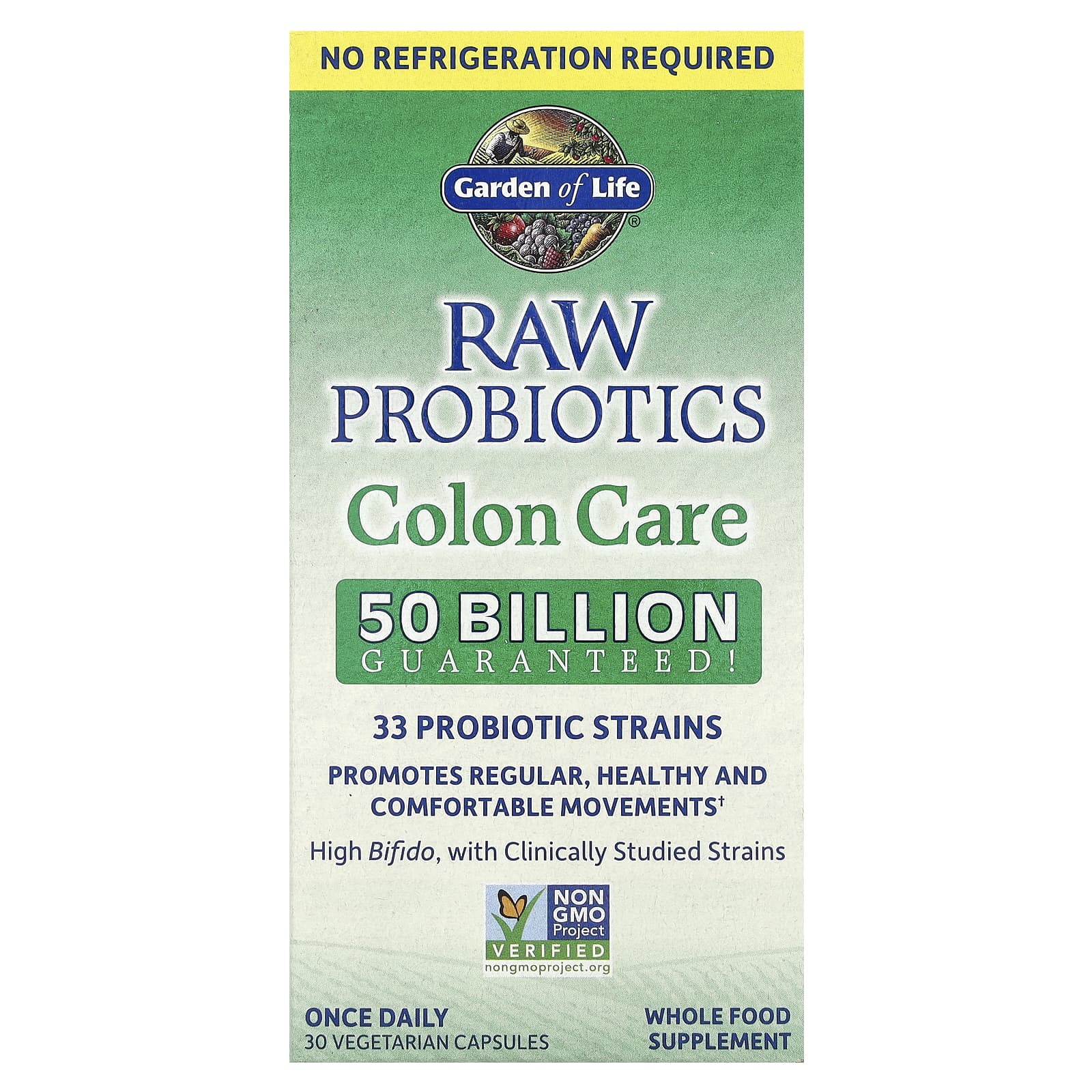 Raw Probiotics Colon Care - 30 cápsulas vegetais, Garden of Life