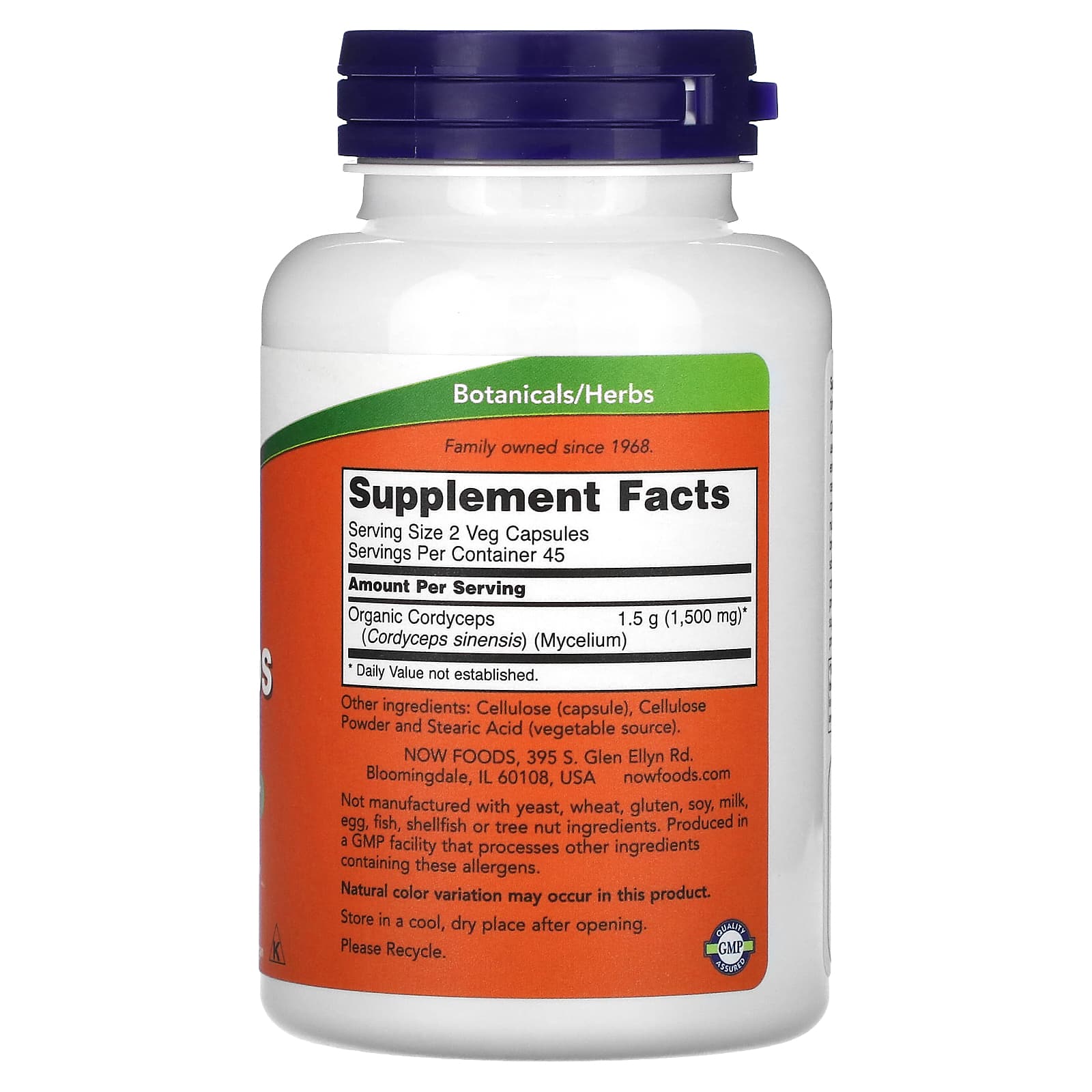 Cordyceps 750 mg, 90 cápsulas vegetais, Now Foods