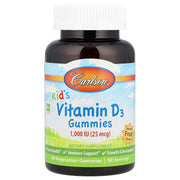 Vitamina D3 em gomas para crianças, 1000 UI, frutas naturais - 60 gomas - Carlson Labs