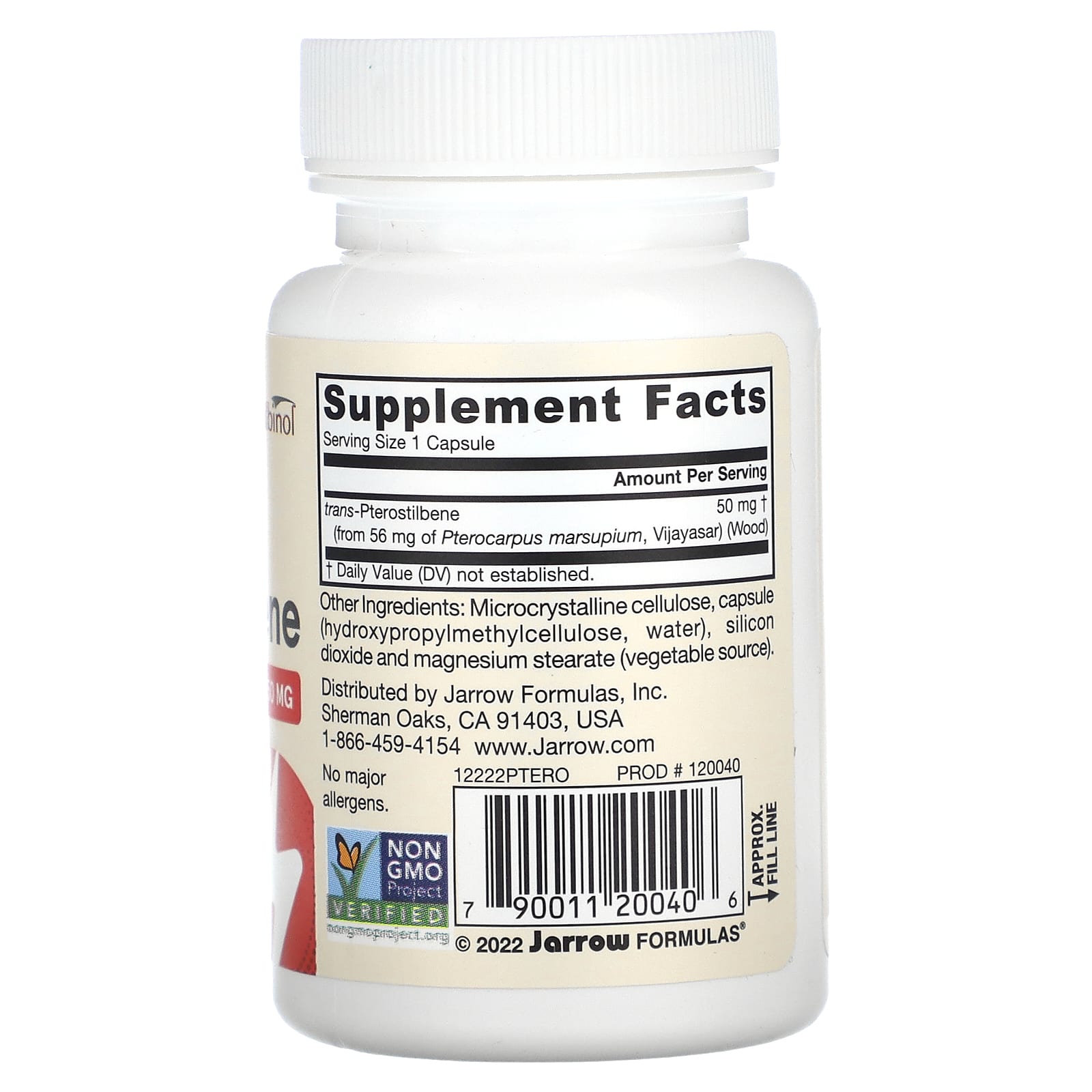 trans-Pterostilbeno, 50mg - 60 cápsulas vegetais, Jarrow Formulas