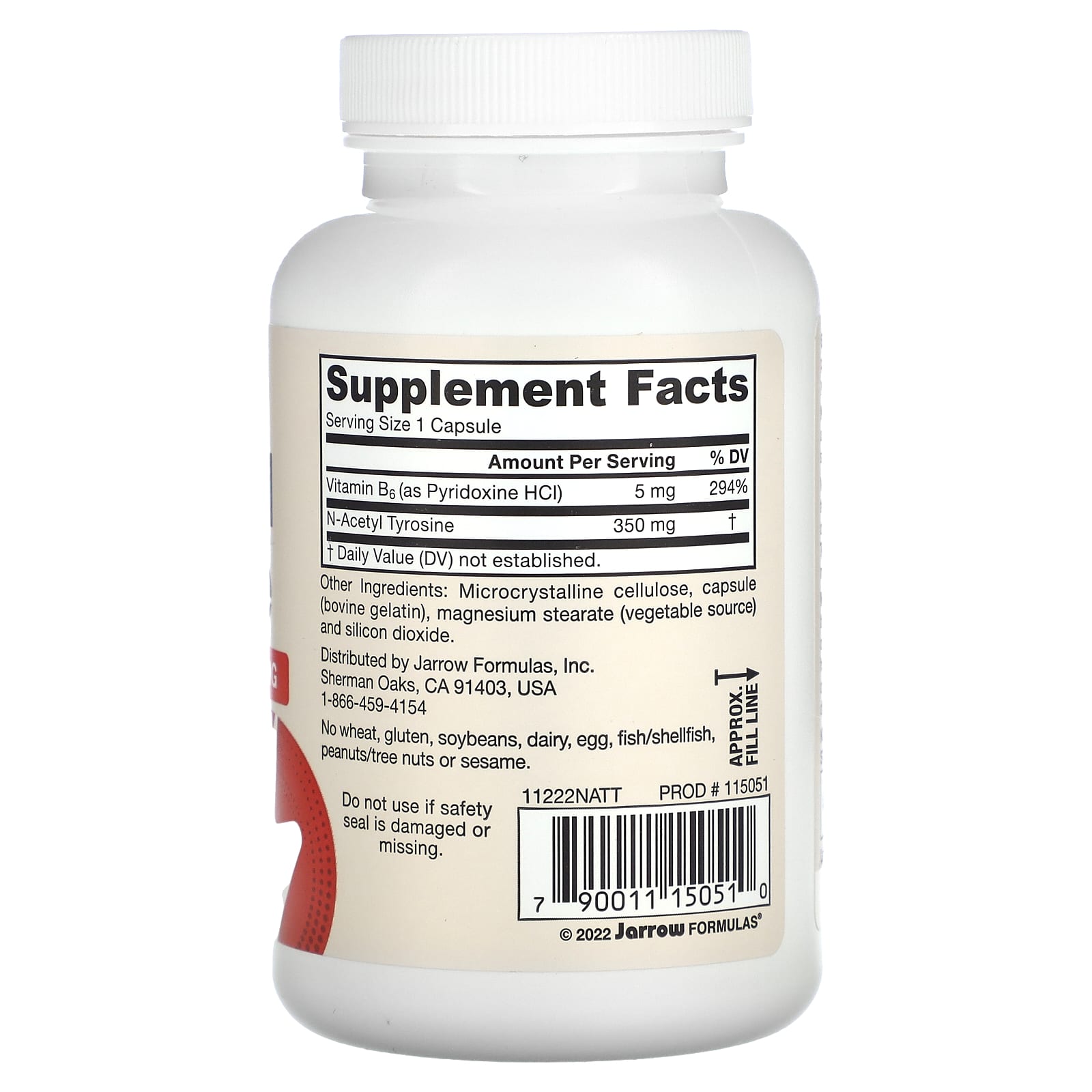 N-Acetil Tirosina, 350mg - 120 cápsulas, Jarrow Formulas