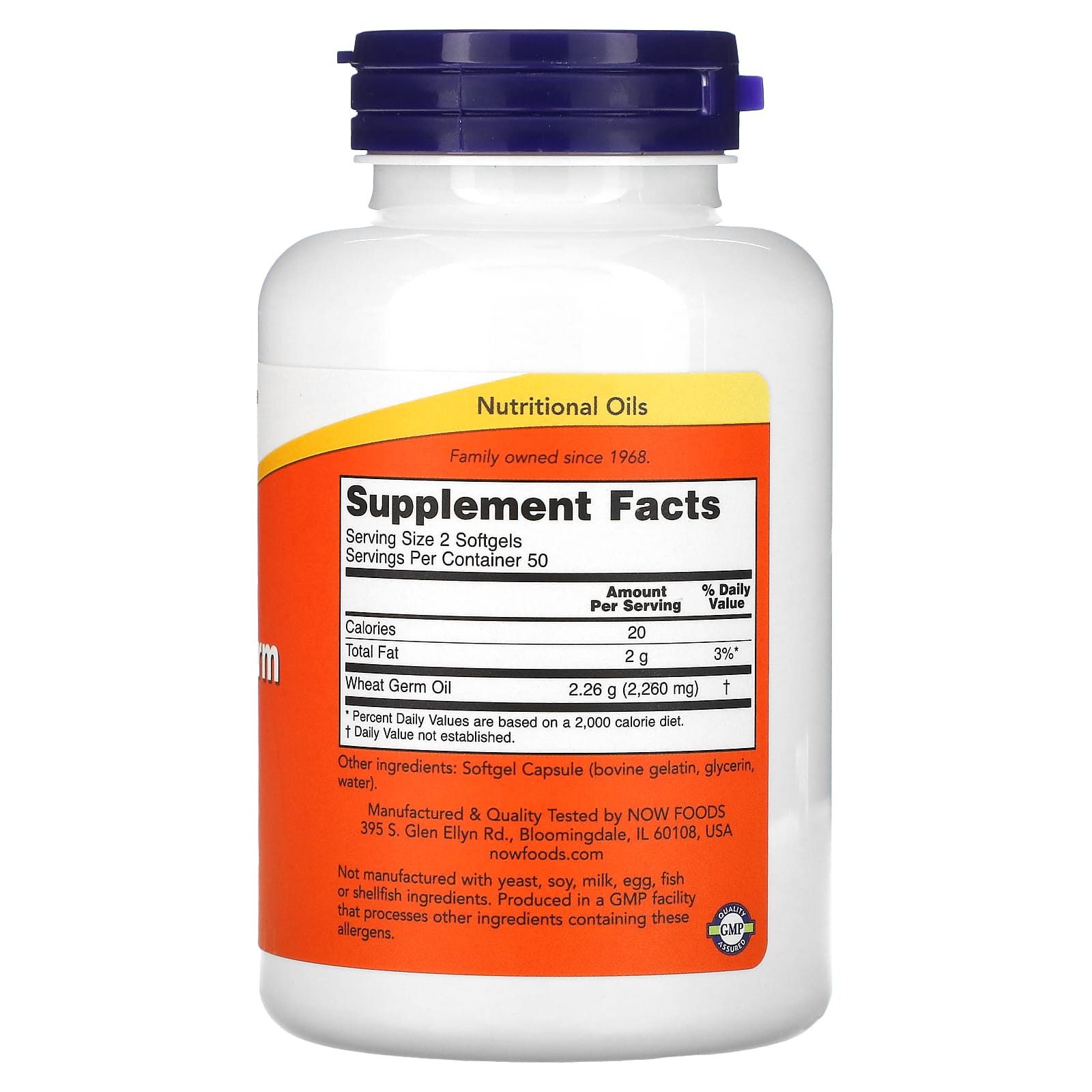 Óleo de gérmen de trigo - 1130 mg, 100 softgel, Now Foods