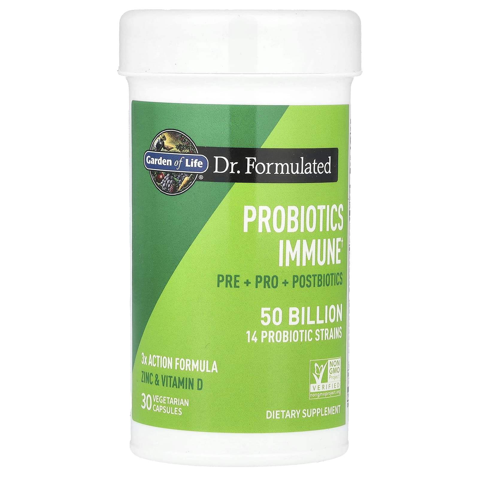 Probióticos Formulados pelo Dr. Immune 50 Billion - 30 cápsulas vegetais, Garden of Life
