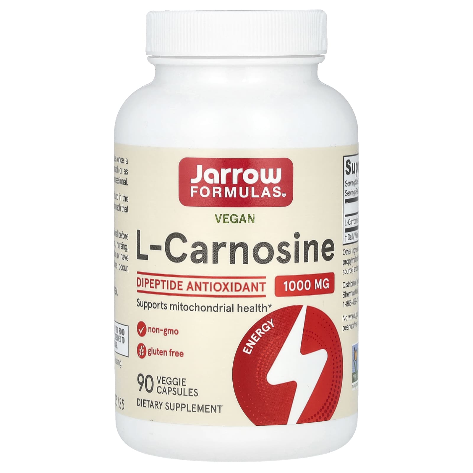 L-Carnosina - 90 cápsulas vegetais, Jarrow Formulas