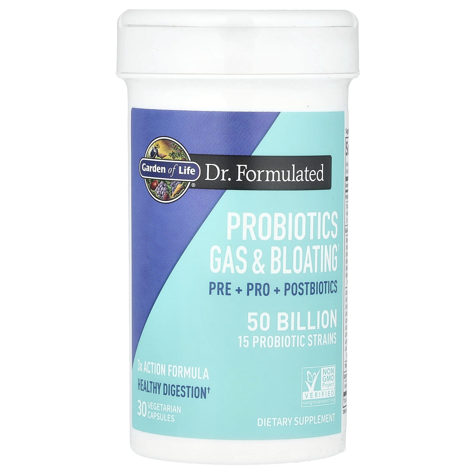 Probióticos Dr. Formulados para Gases e Inchaço - 30 cápsulas vegetais, Garden of Life