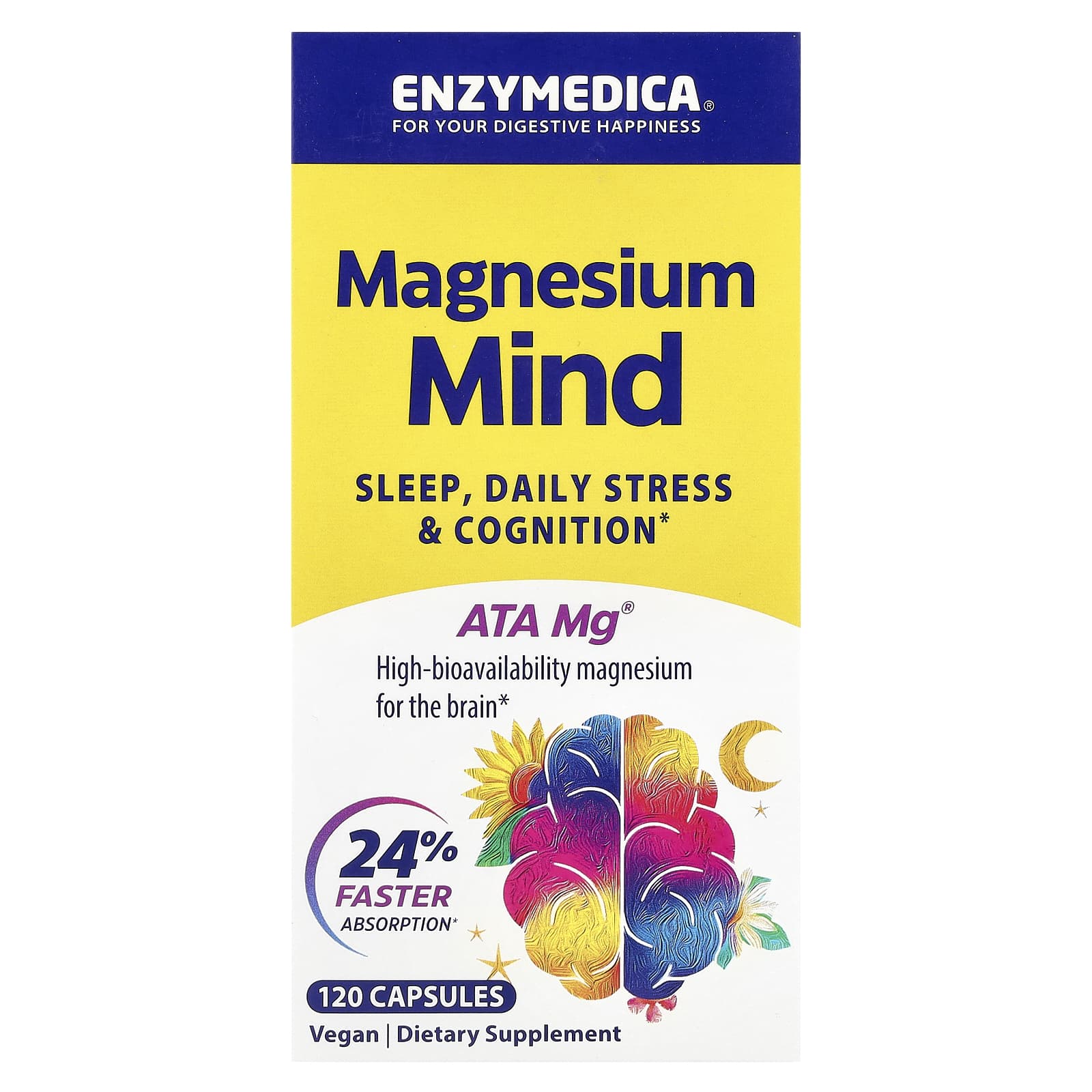 Magnésio Mental - 120 cápsulas - Enzymedica