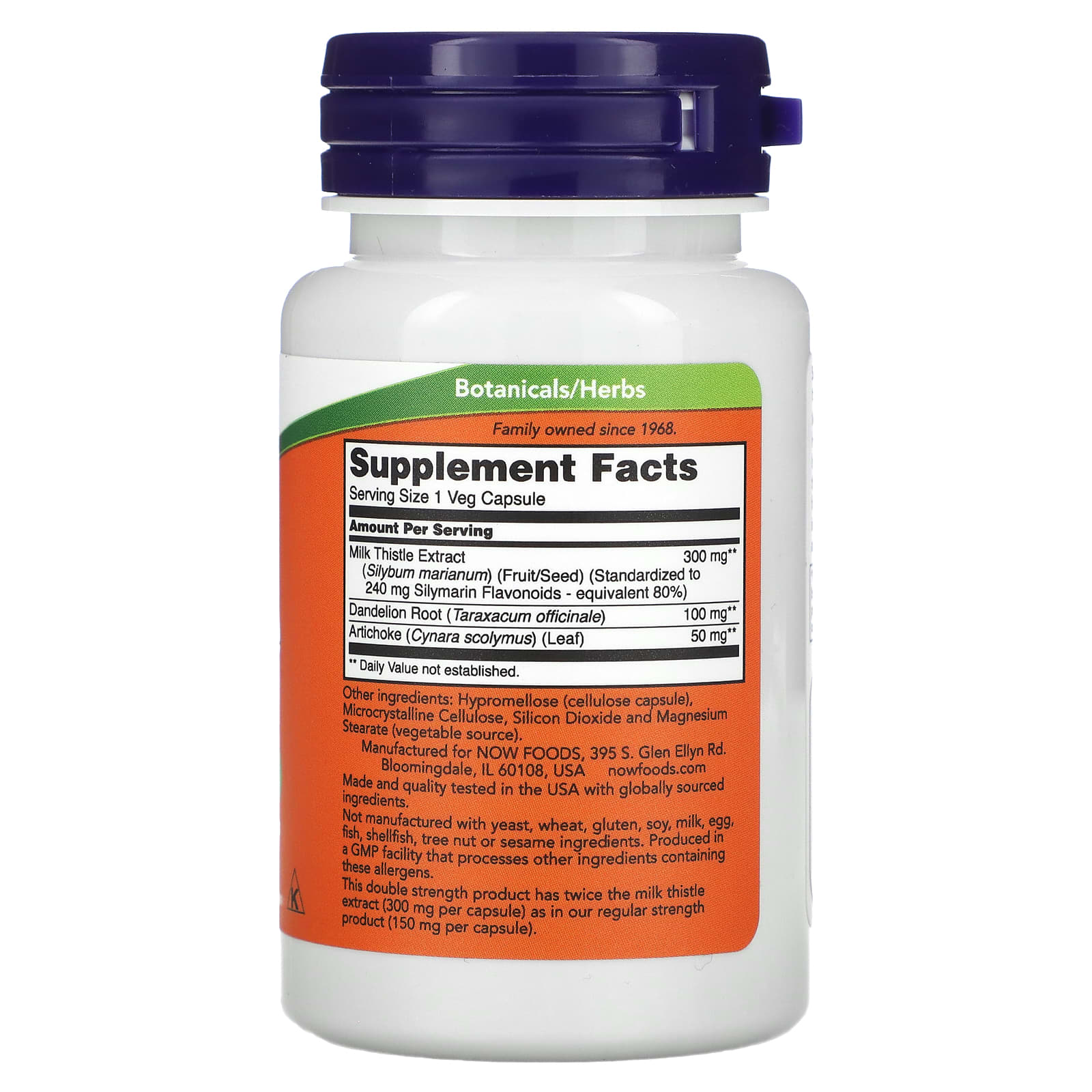 Extrato de Cardo Mariano com Alcachofra e Dente-de-Leão - 300mg Dupla Potência, 50 vcaps, Now Foods