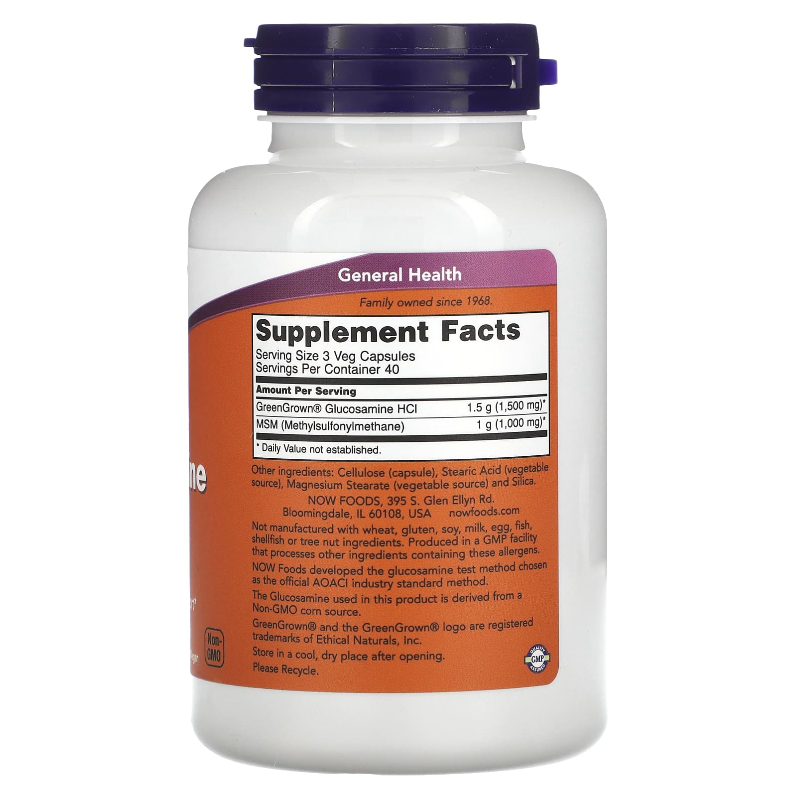 Glucosamina e MSM Vegetariano, 120 vcaps, Now Foods