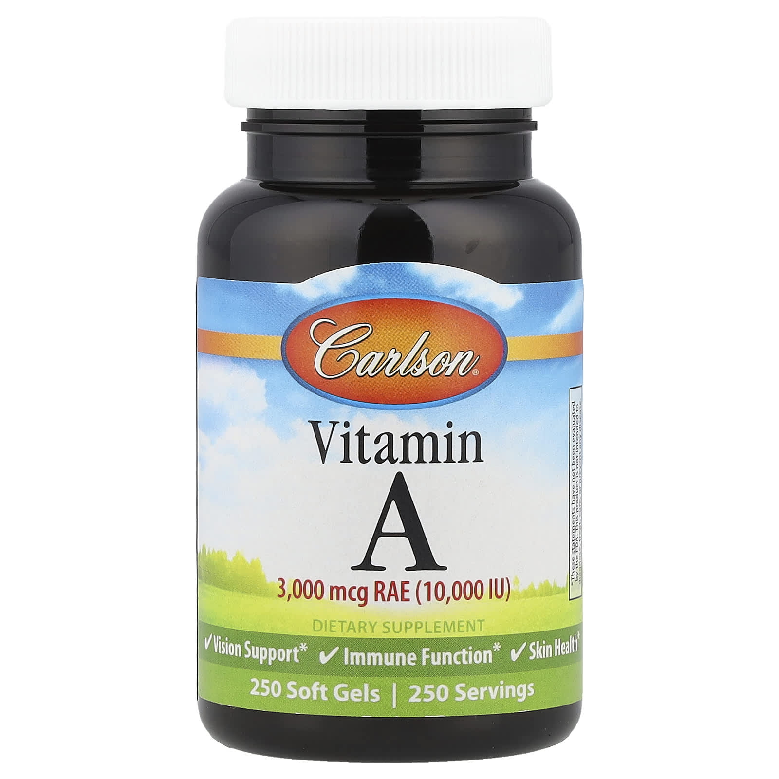 Vitamina A, 10.000 UI - 250 cápsulas gelatinosas - Carlson Labs