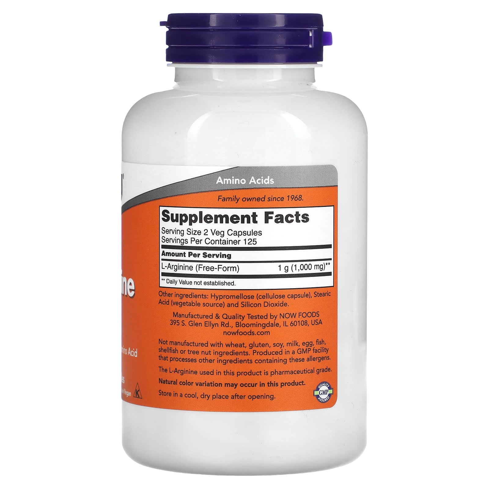 L-Arginina, 500 mg, 250 comprimidos, Now Foods
