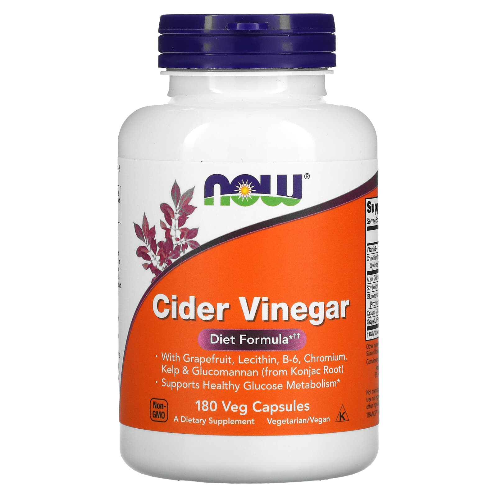 Vinagre de cidra, 180 caps, Now Foods