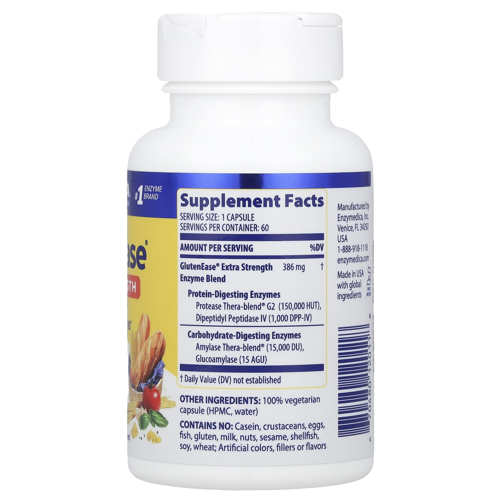 GlutenEase Extra Forte - 60 cápsulas - Enzymedica