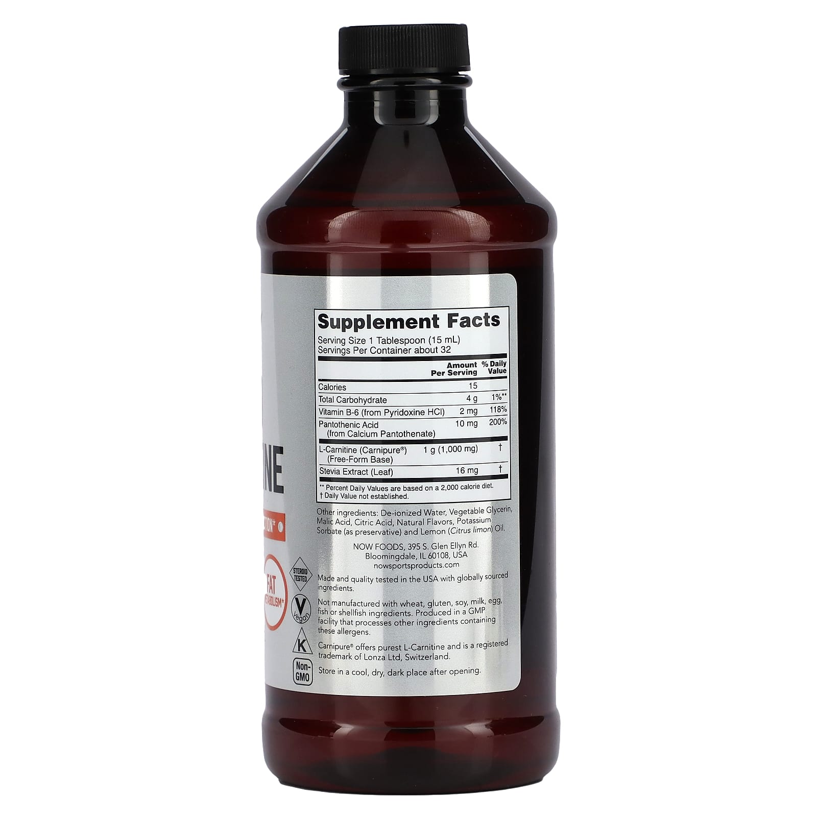 L-Carnitina Líquida, 473 ml., Now Foods