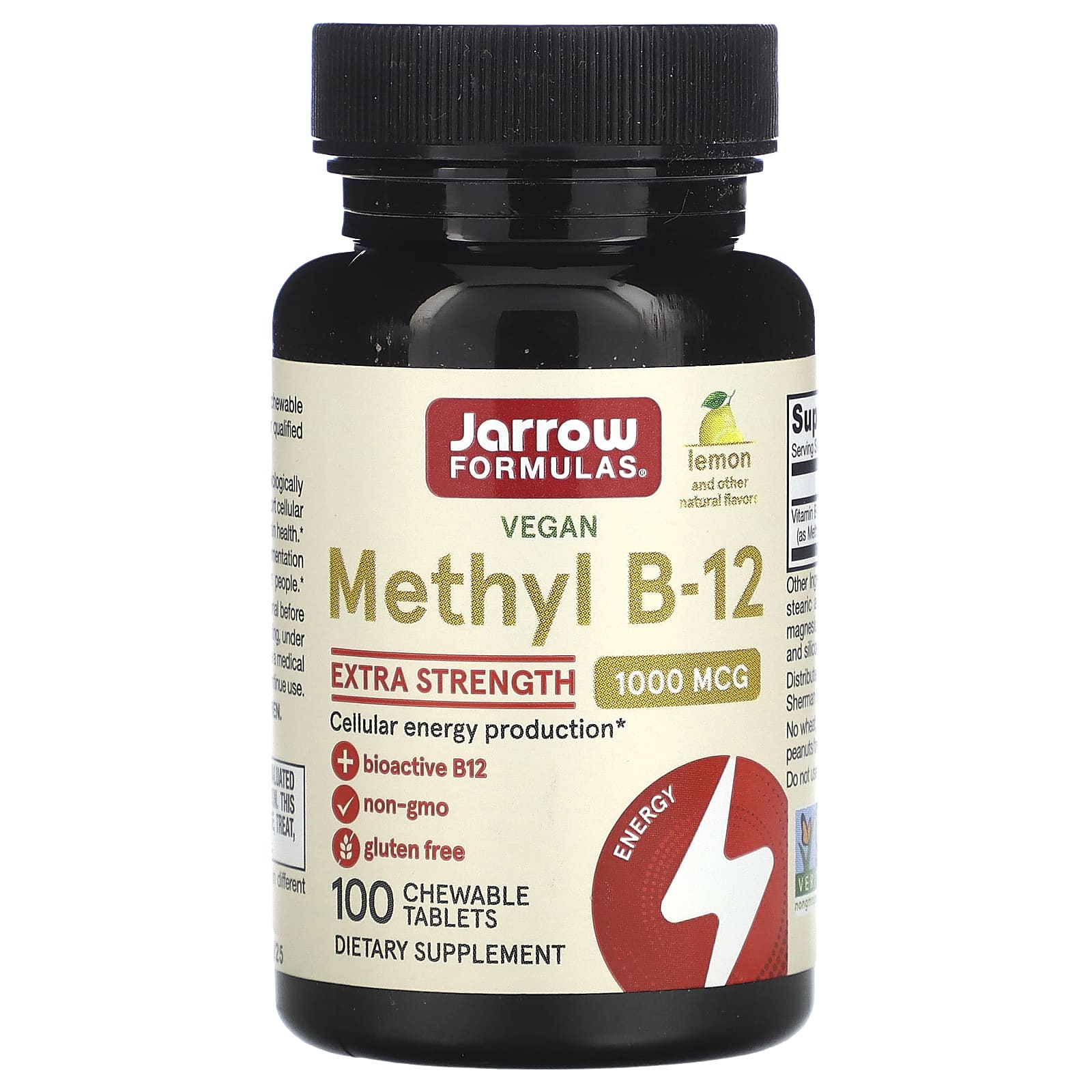 Metil B-12 1000 mcg e Metil Folato 400 mcg, Limão, 100 Comprimidos Mastigáveis, Jarrow Formulas