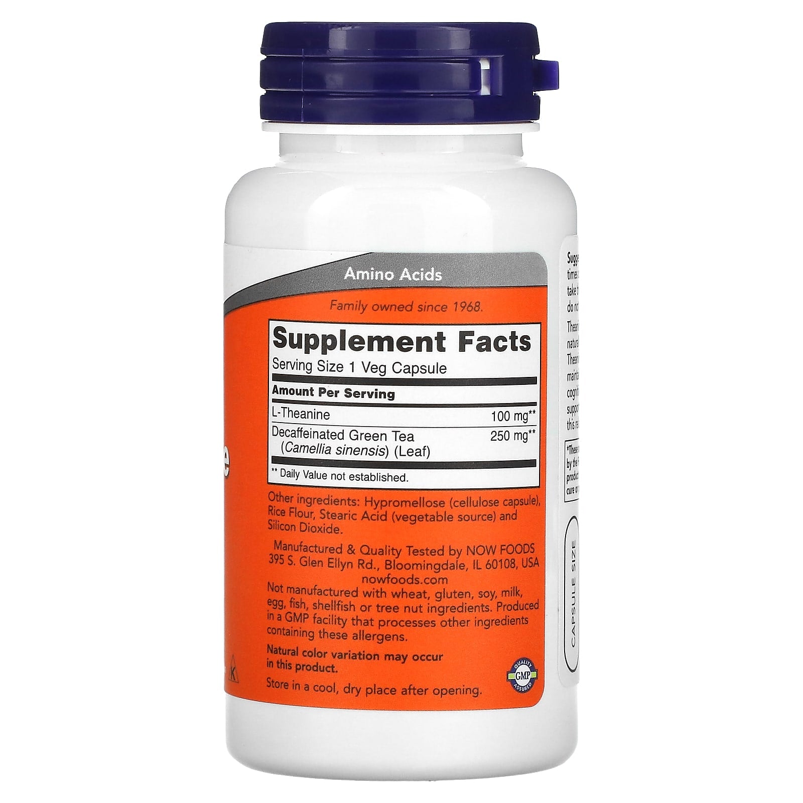 L-Teanina com Chá Verde Descafeinado, 100mg, 90 vcaps, Now Foods