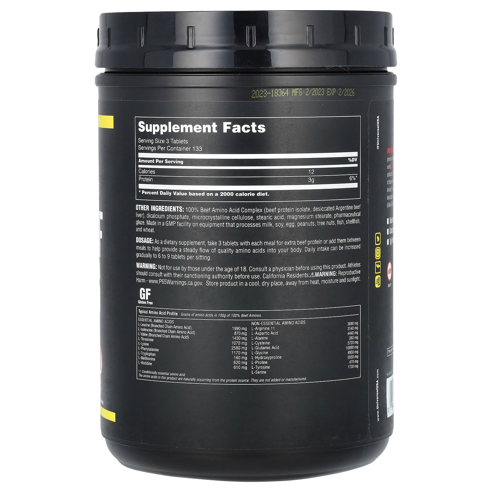 100% Aminoácidos de Carne - 400 comprimidos, Universal Nutrition