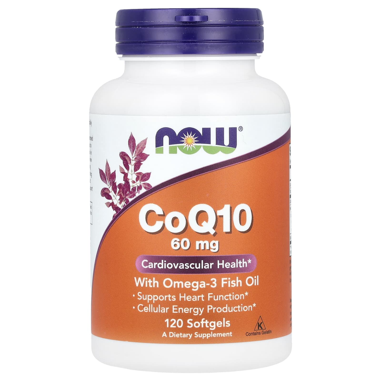 CoQ10 com Ômega-3 - 60mg, 120 softgels, Now Foods