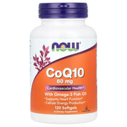 CoQ10 com Ômega-3 - 60mg, 120 softgels, Now Foods