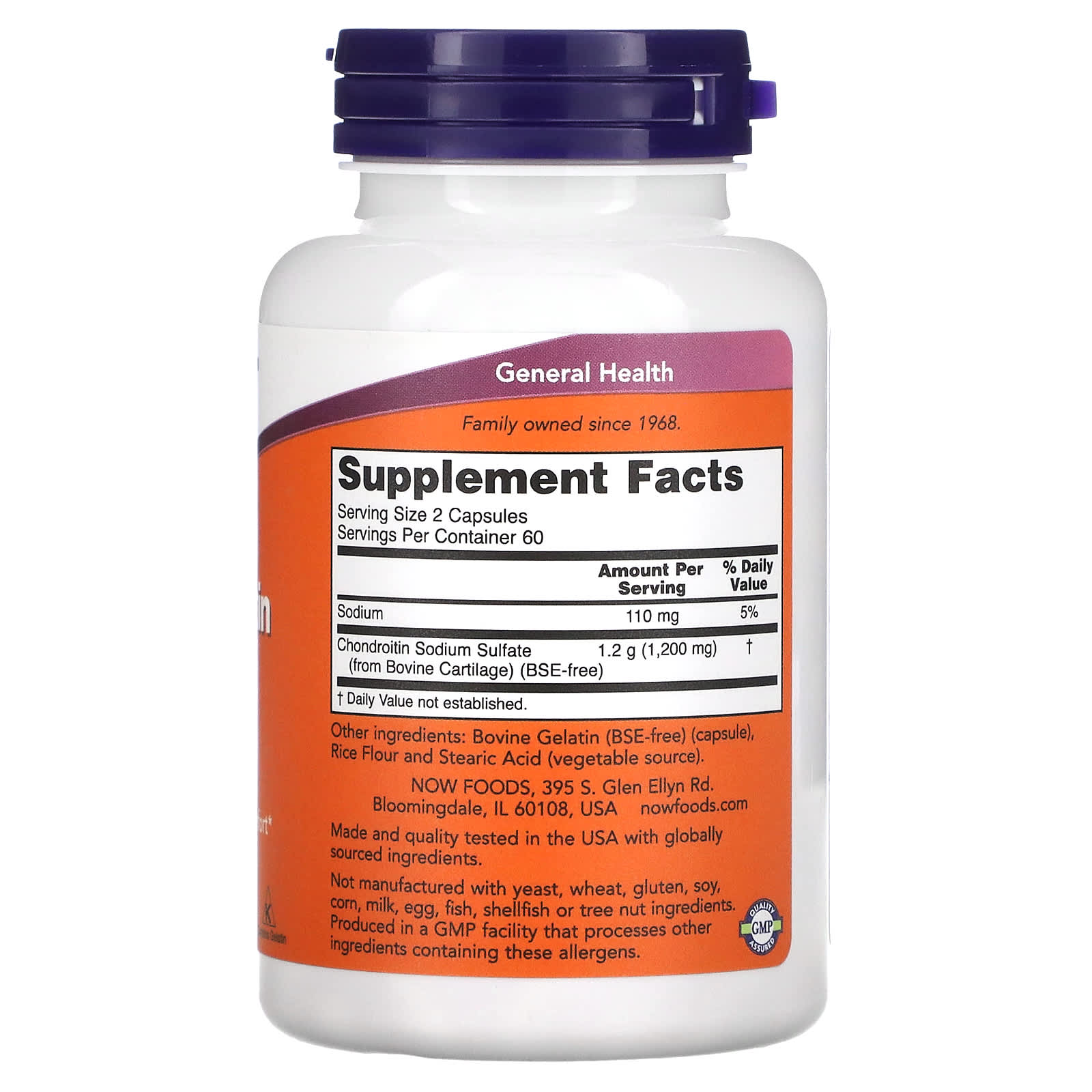 Sulfato de condroitina, 600 mg, 120 caps, Now Foods