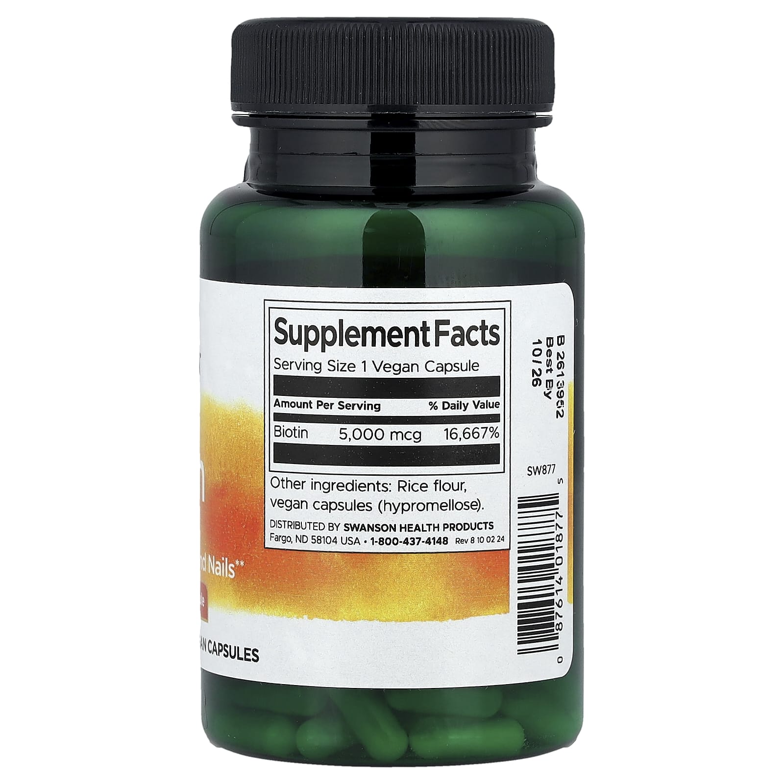 Biotina, 5,000 mcg, 100 Cápsulas Veganas, Swanson