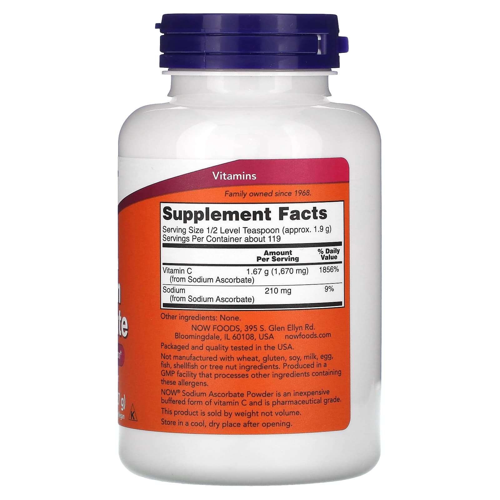 Vitamina C (Ascorbato de Sódio) em Pó, 227 g, Now Foods