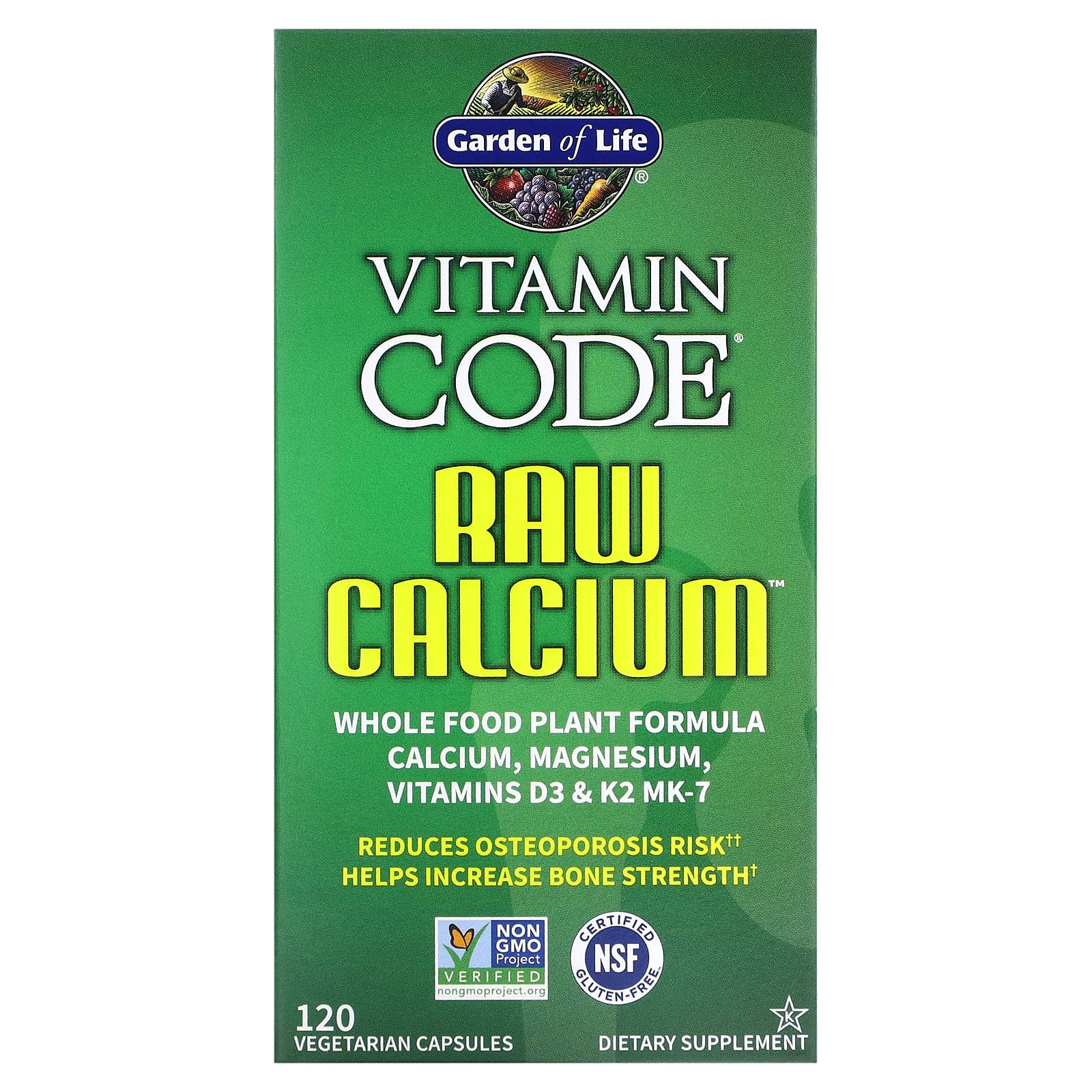Vitamin Code Cálcio Bruto - 120 cápsulas vegetais, Garden of Life