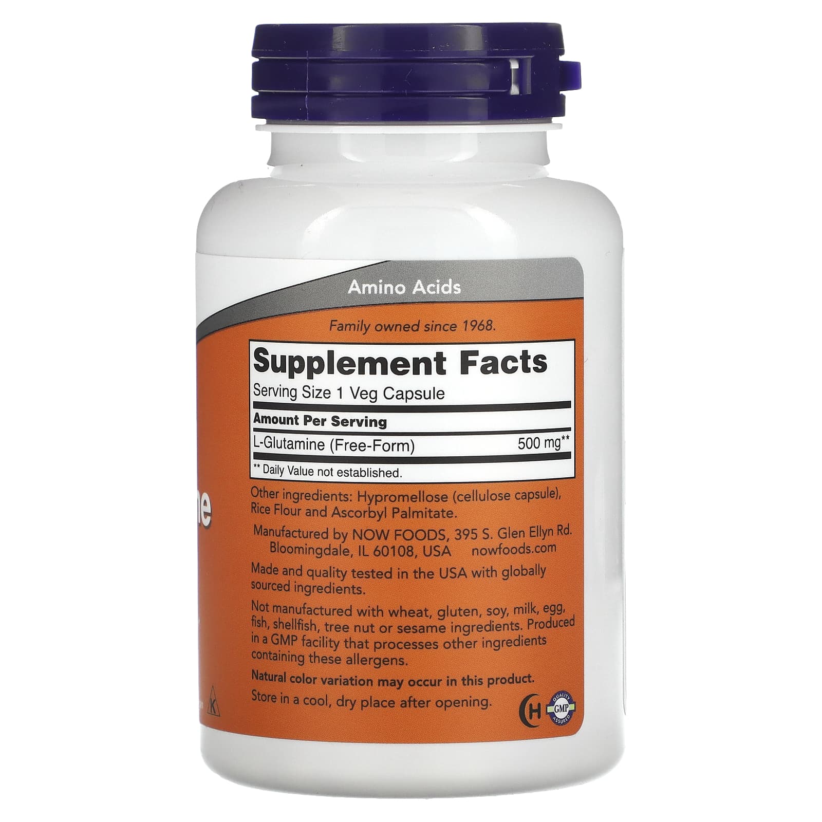 L-Glutamina - 500mg, 120 vcaps, Now Foods