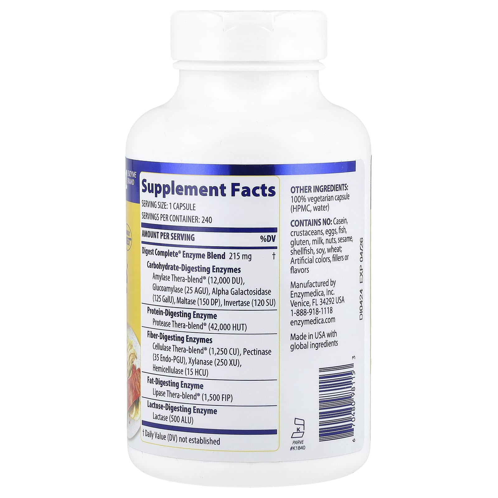 Digest - 240 cápsulas - Enzymedica