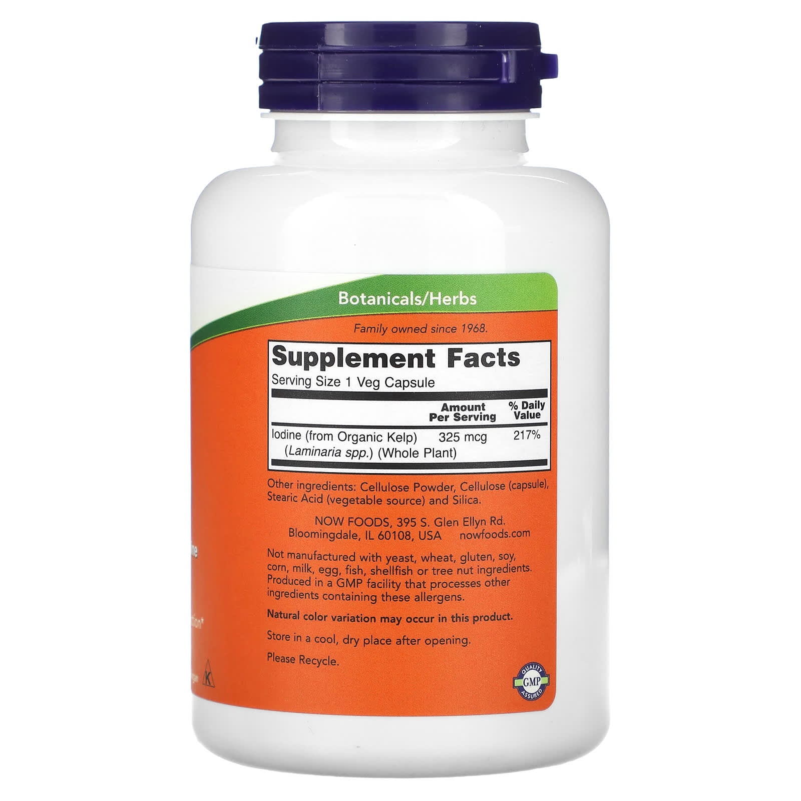 Algas marinhas, 325 mcg, 250 vcaps, Now Foods