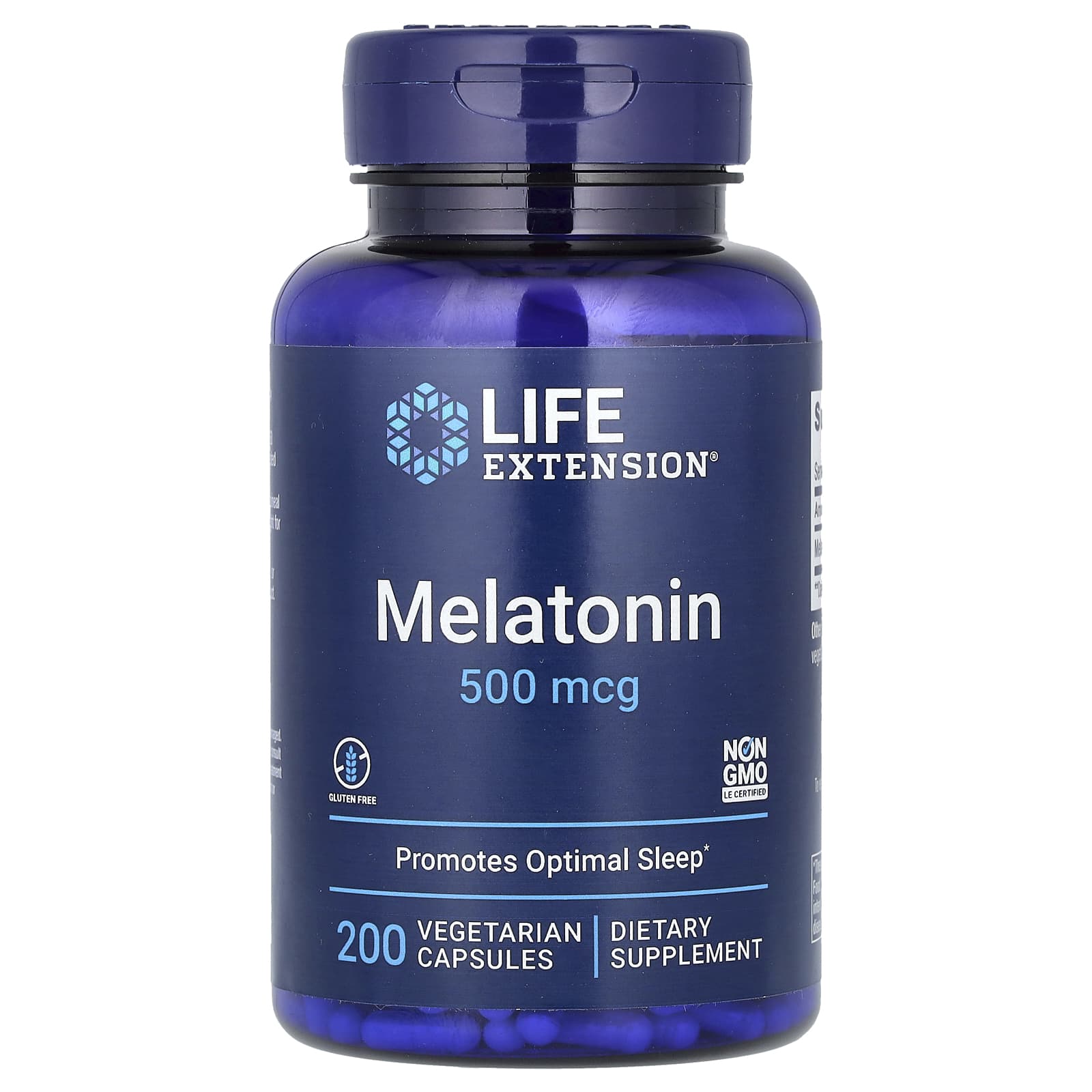 Melatonina, 500mcg, 200 pastilhas vegetarianas, Life Extension