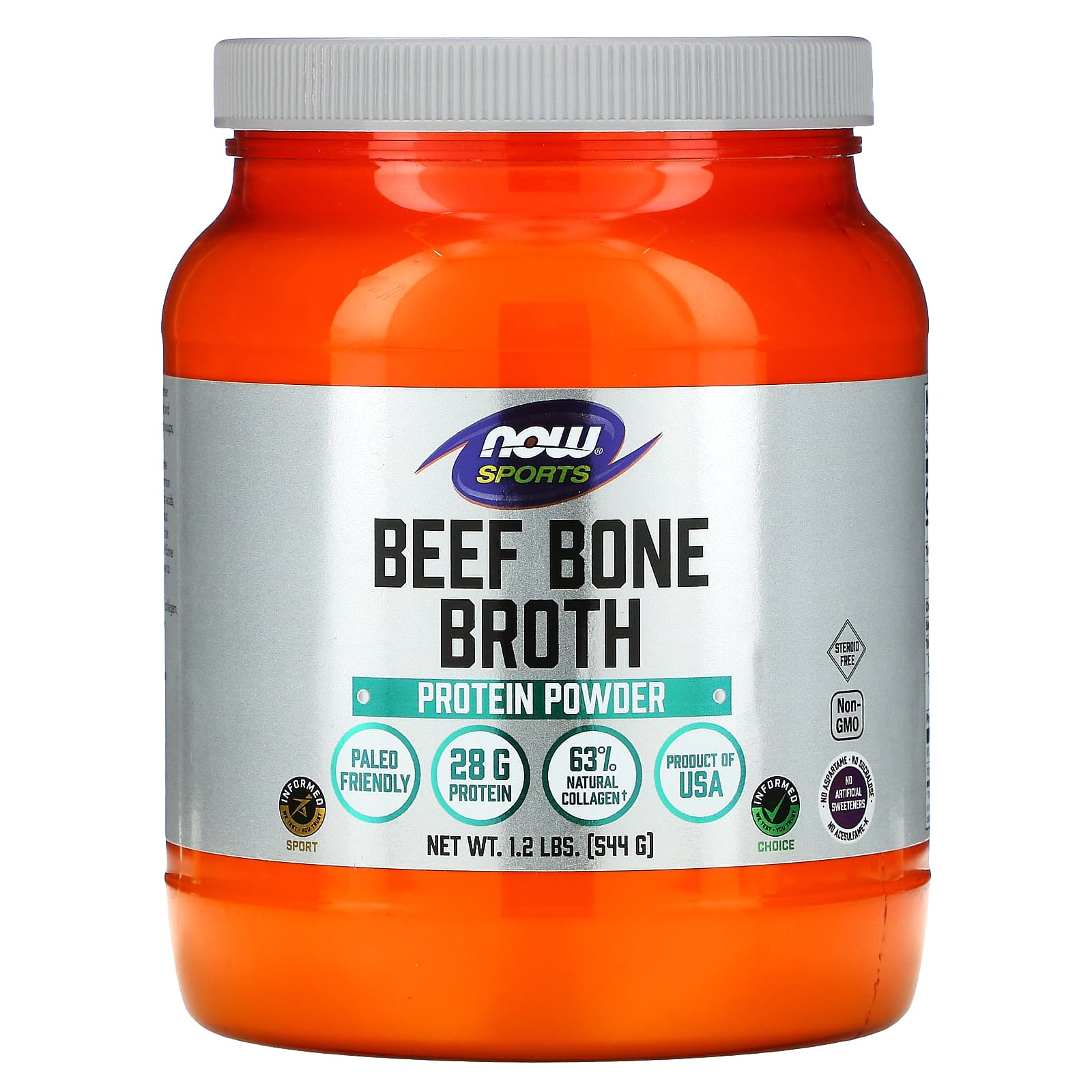 Caldo de Osso, Carne em Pó, 544 gramas, Now Foods