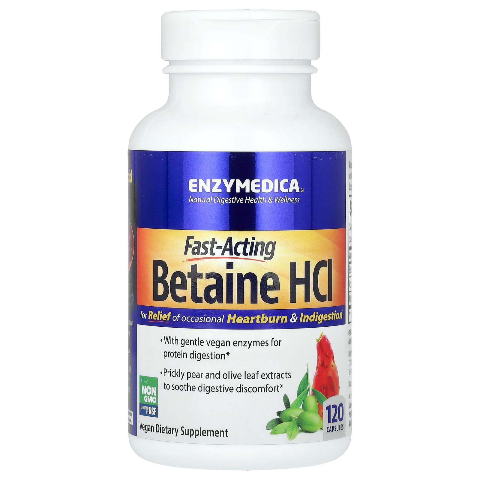 Betaína HCl - 120 cápsulas - Enzymedica