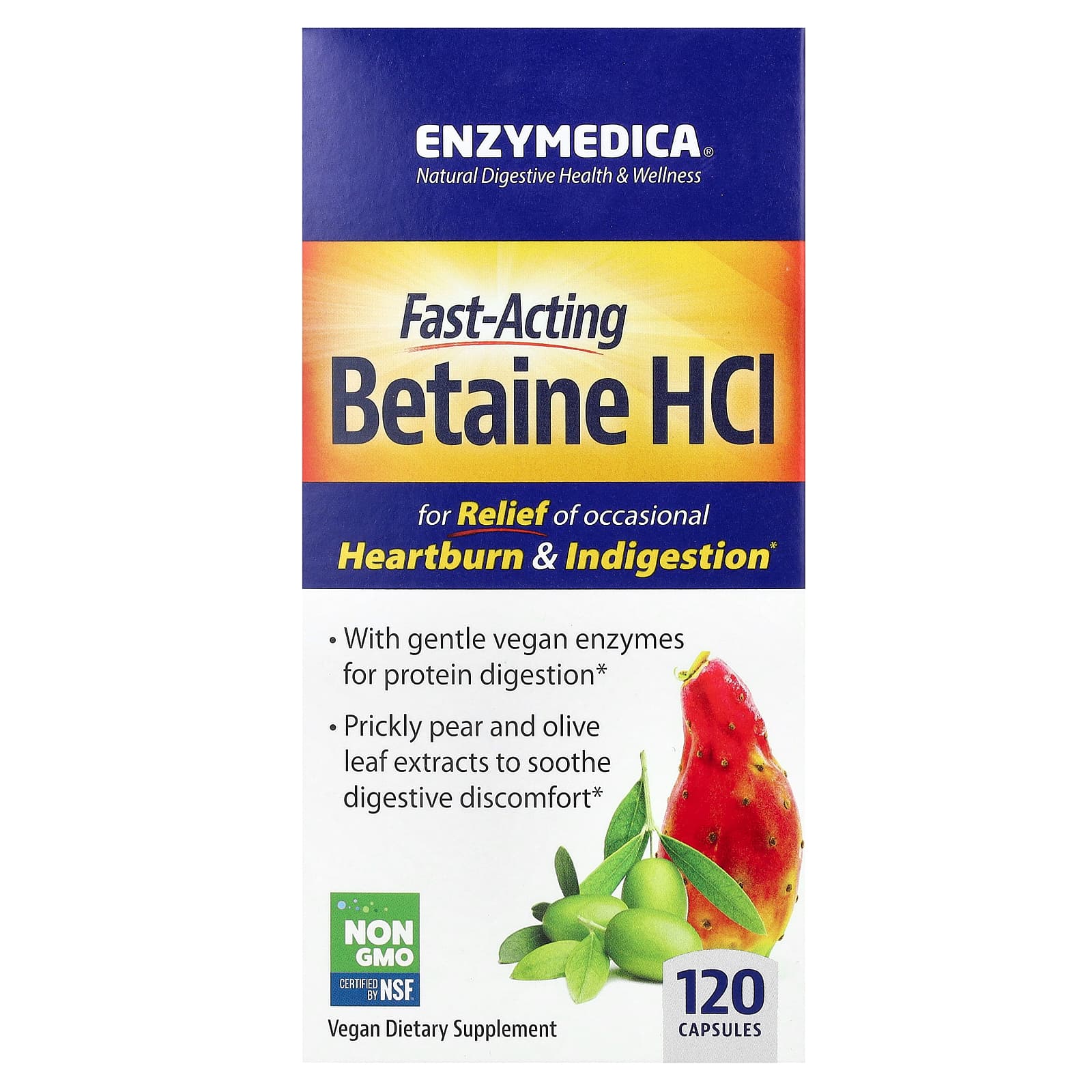 Betaína HCl - 120 cápsulas - Enzymedica