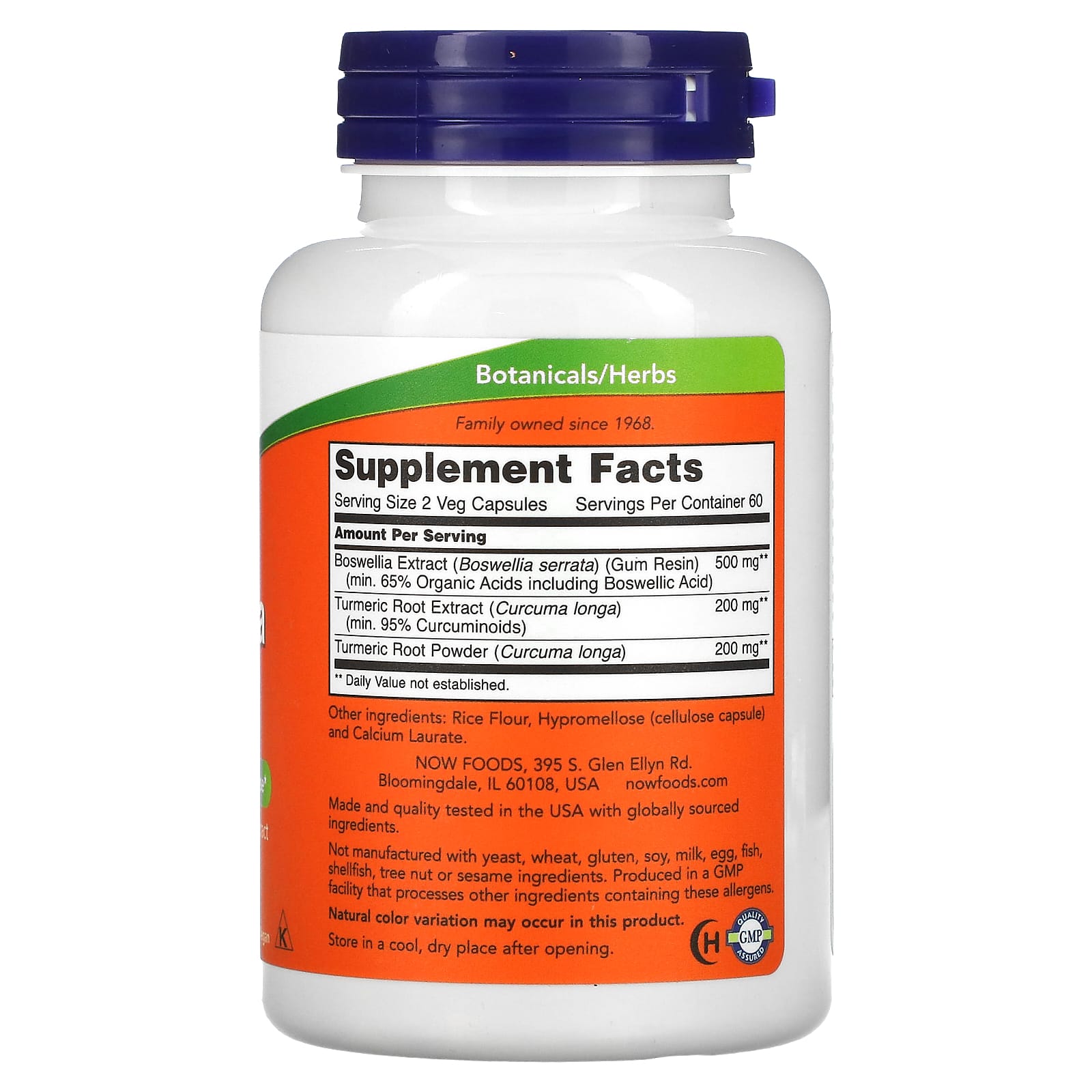 Extrato de Boswellia mais Extrato de Raiz de Cúrcuma, 250 mg, 120 vcaps, Now Foods