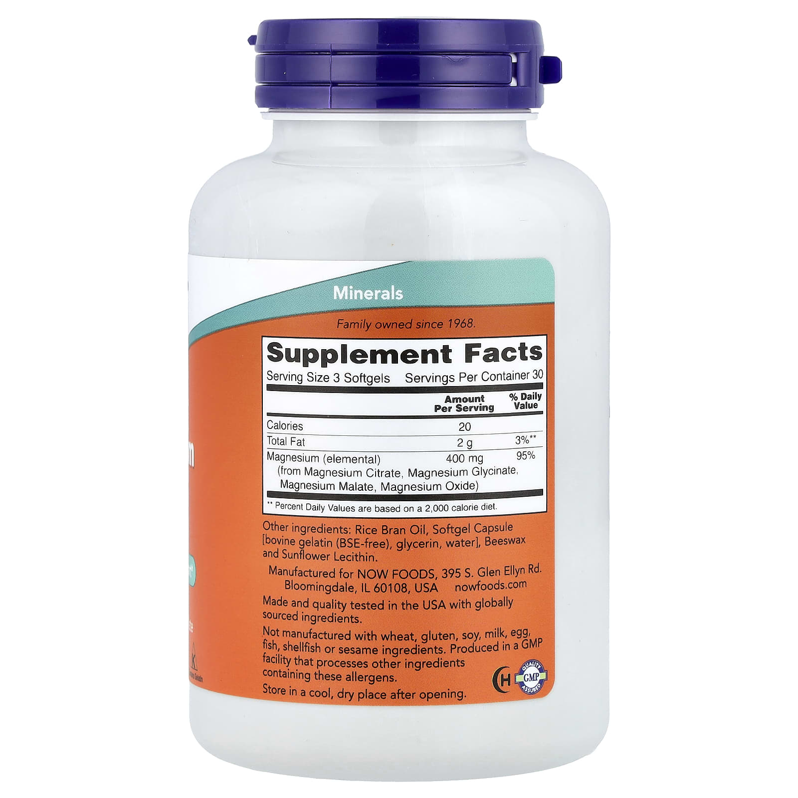 Cápsulas gelatinosas de citrato de magnésio, 90 softgels, Now Foods