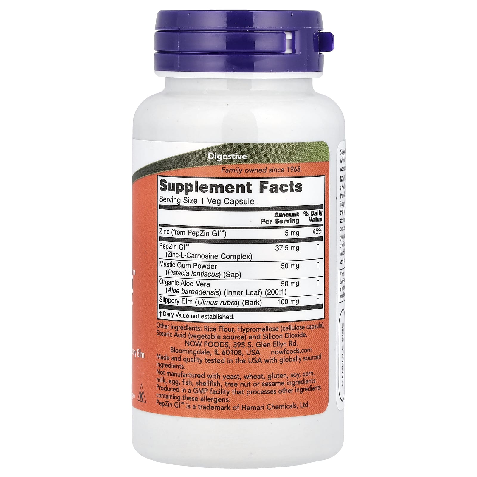 Conforto Gastrointestinal com PepZin GI, 60 vcaps, Now Foods