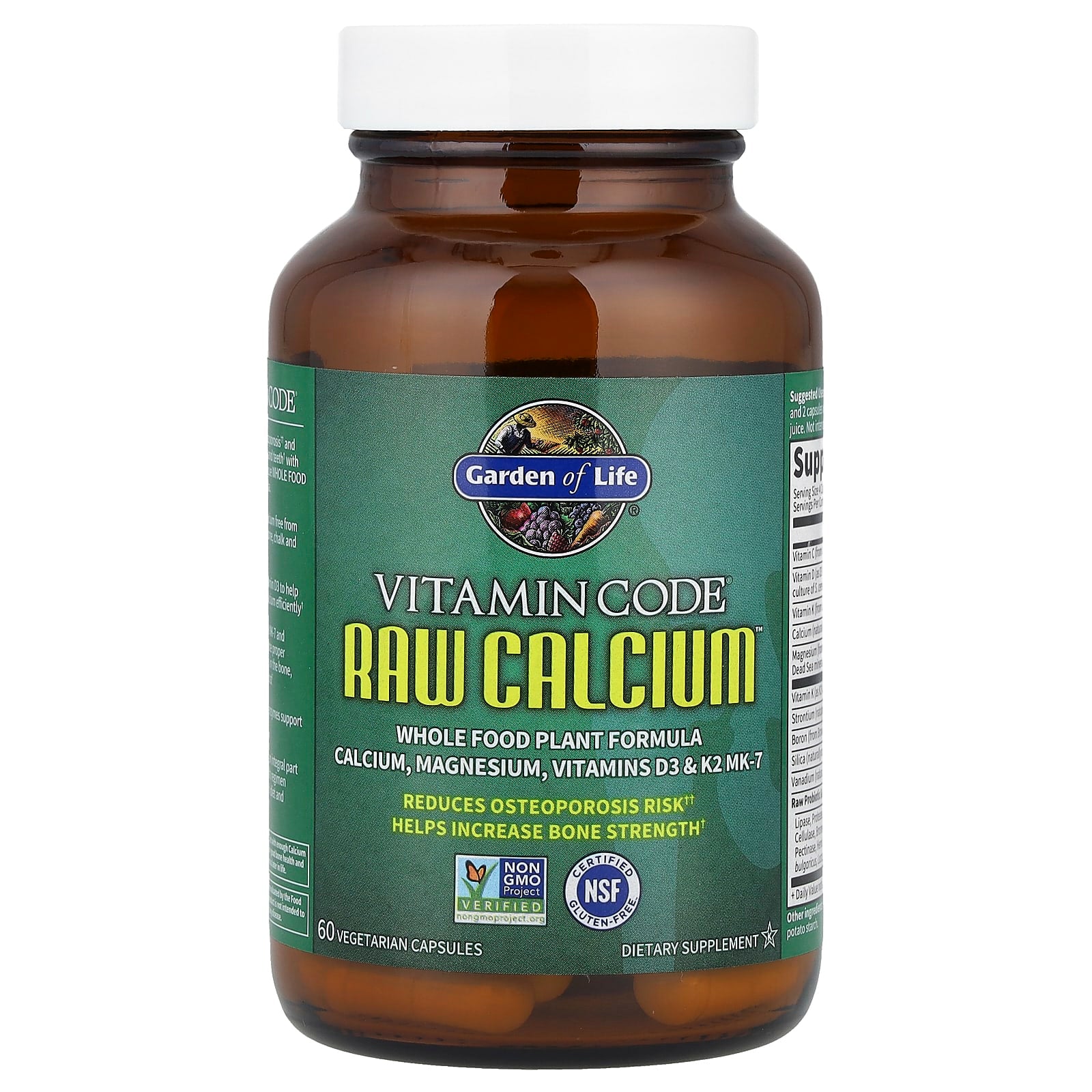Vitamin Code Cálcio Bruto - 60 cápsulas vegetais, Garden of Life