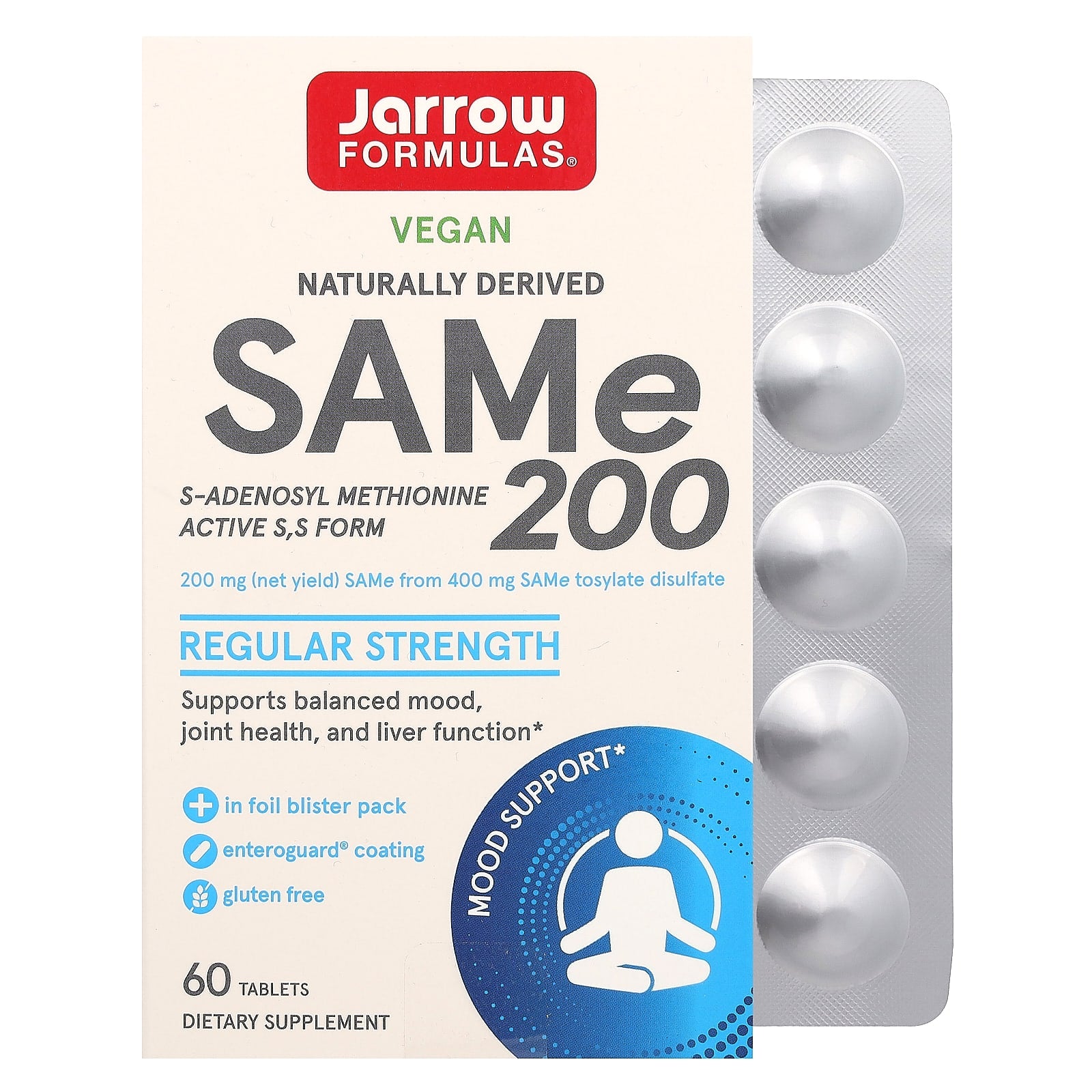 SAMe 200 S-Adenosil-Metionina, 60 Comprimidos, Jarrow Formulas