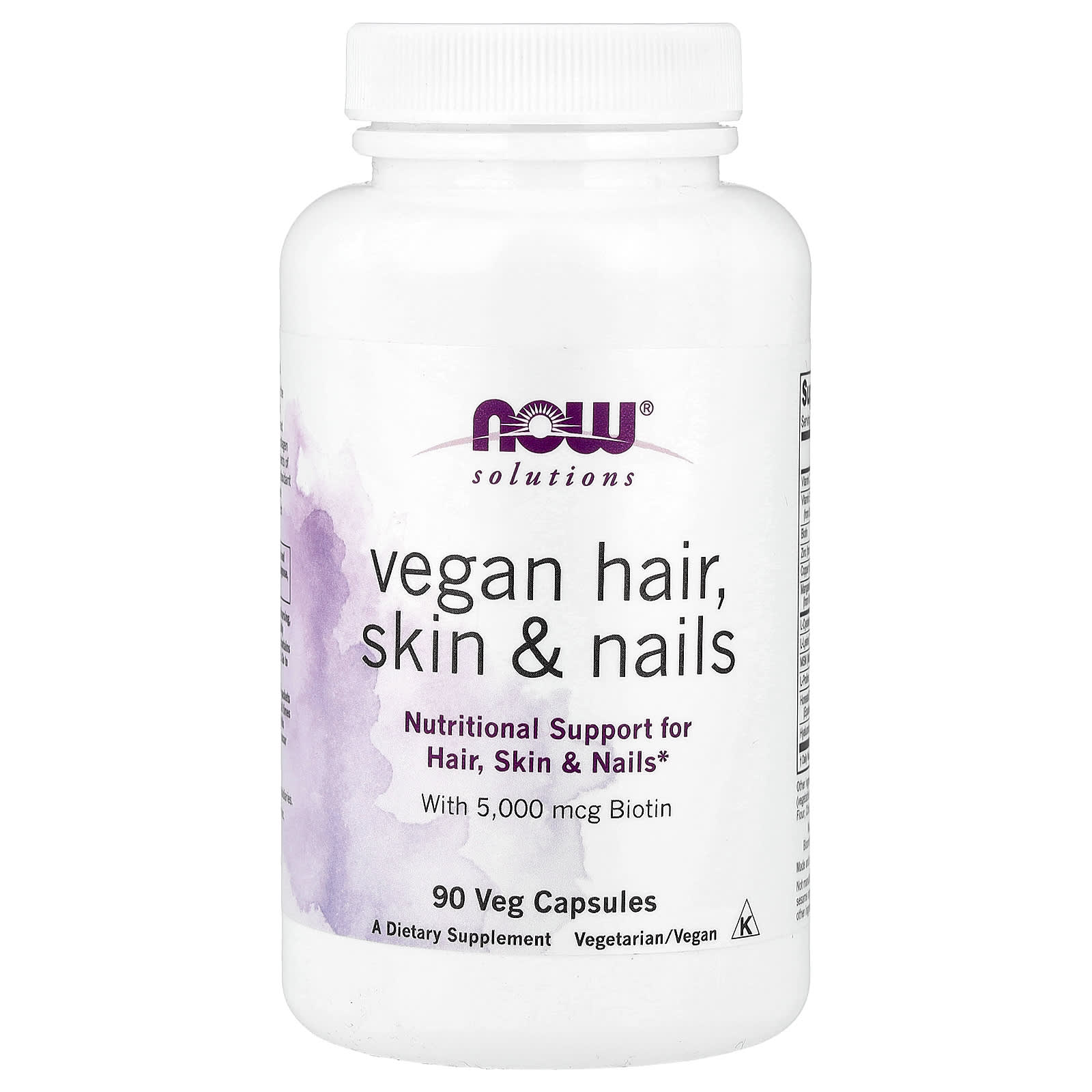 Cabelo, pele e unhas veganas, 90 vcaps, Now Foods