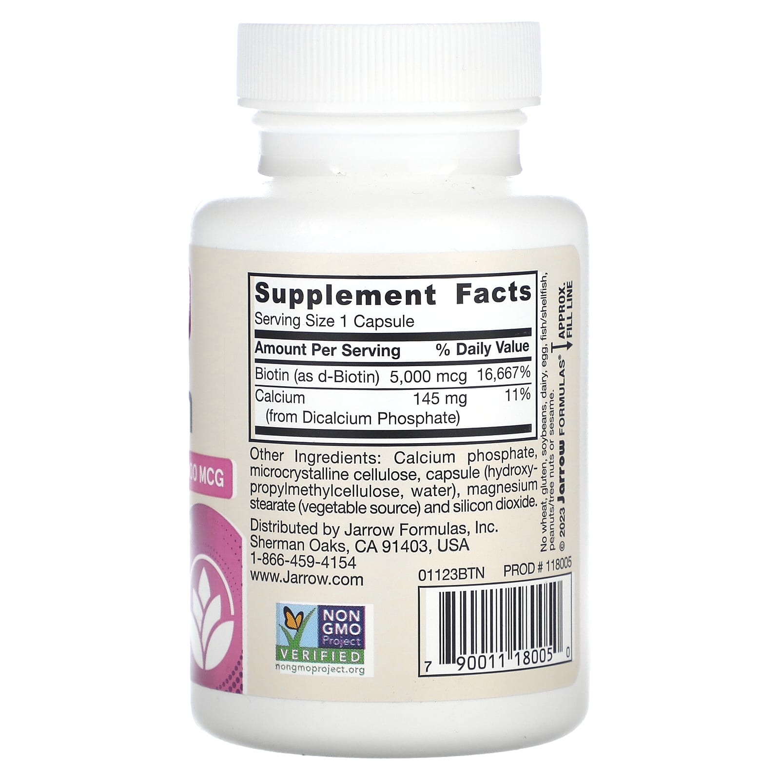 Biotina, 5000mcg - 100 cápsulas vegetais, Jarrow Formulas
