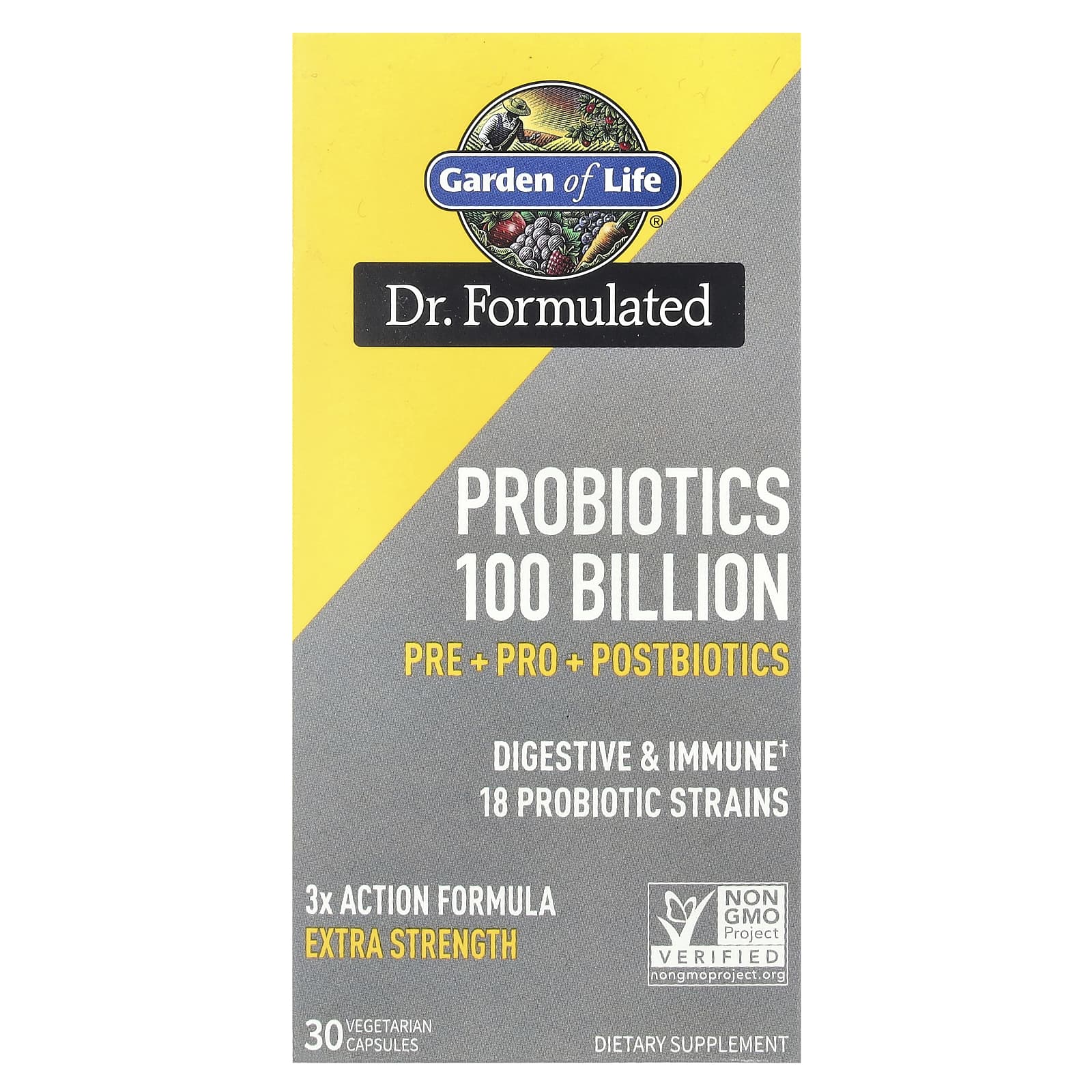 Probióticos Formulados pelo Dr. 100 Bilhões - 30 cápsulas vegetais, Garden of Life