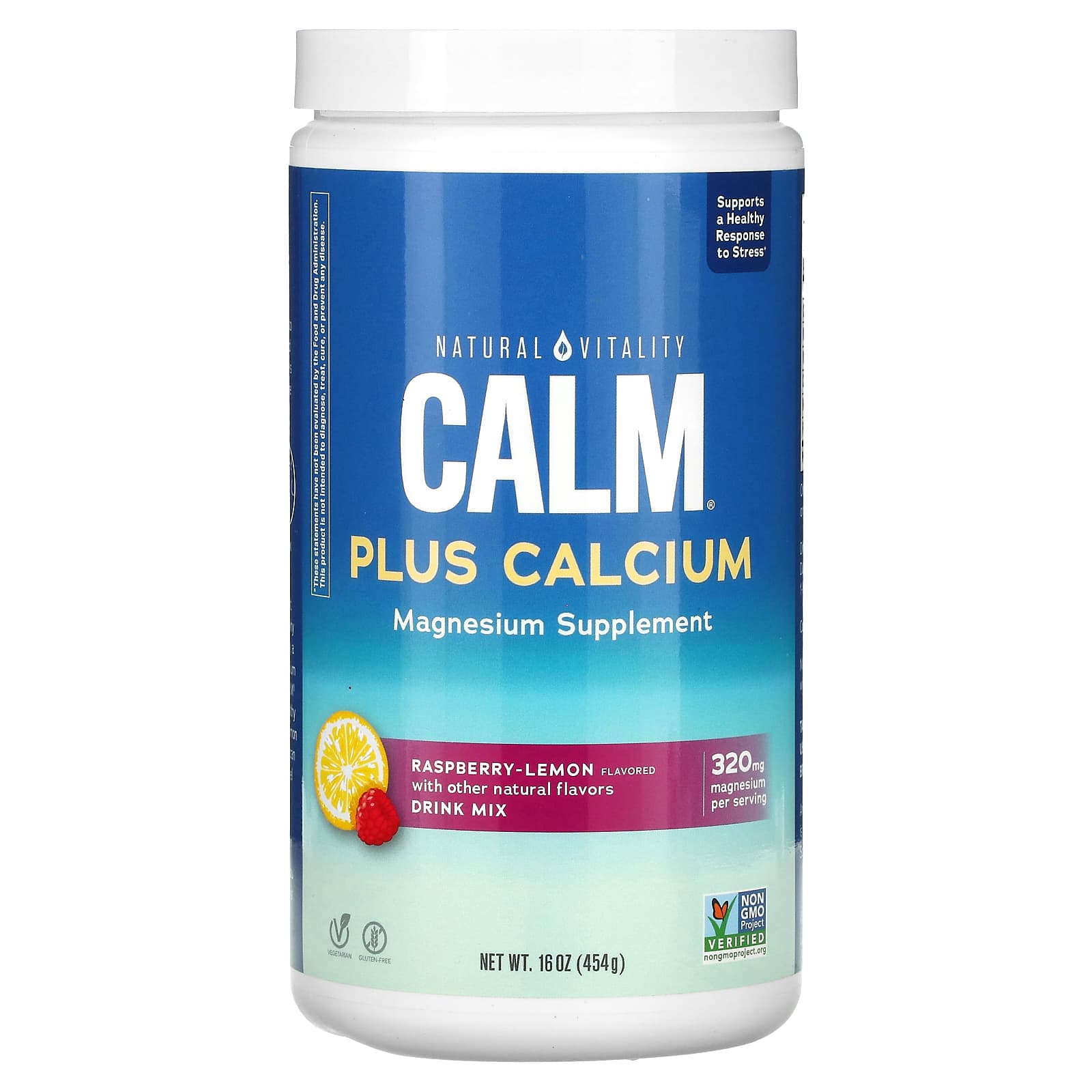 Natural Calm Plus Cálcio, Framboesa e Limão - 454 gramas - Natural Vitality