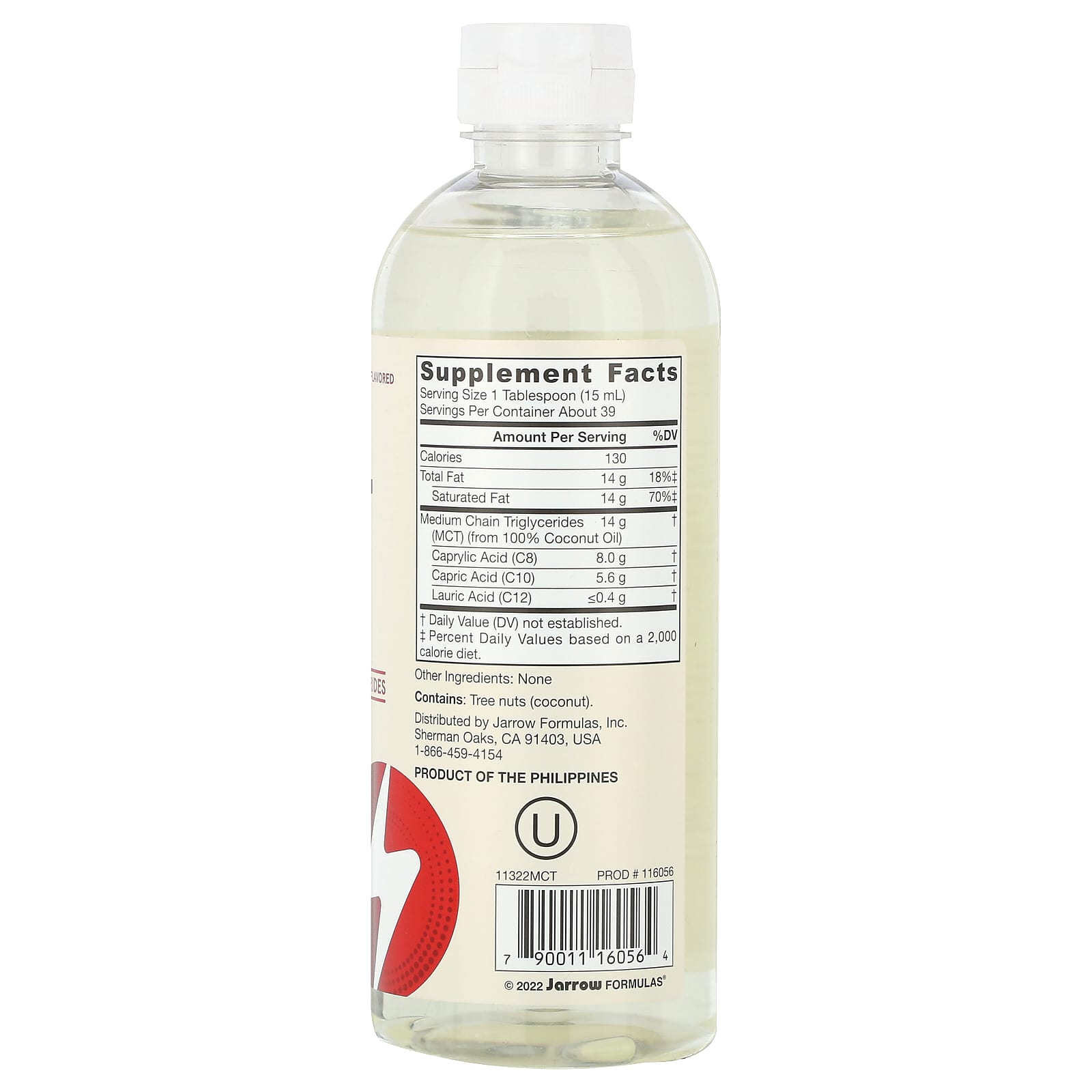 Óleo MCT - 591 ml., Jarrow Formulas