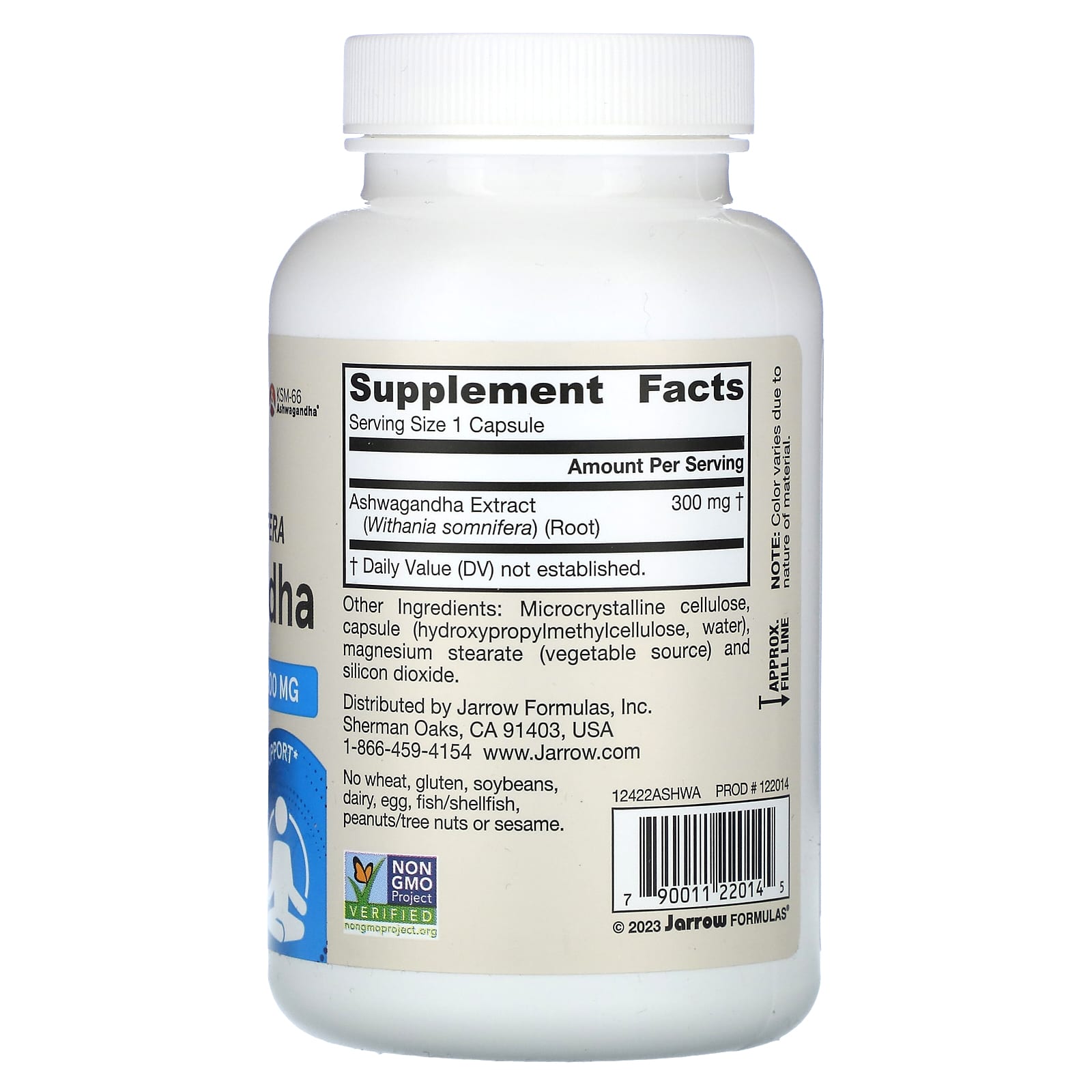 Ashwagandha, 300mg - 120 cápsulas vegetais, Jarrow Formulas