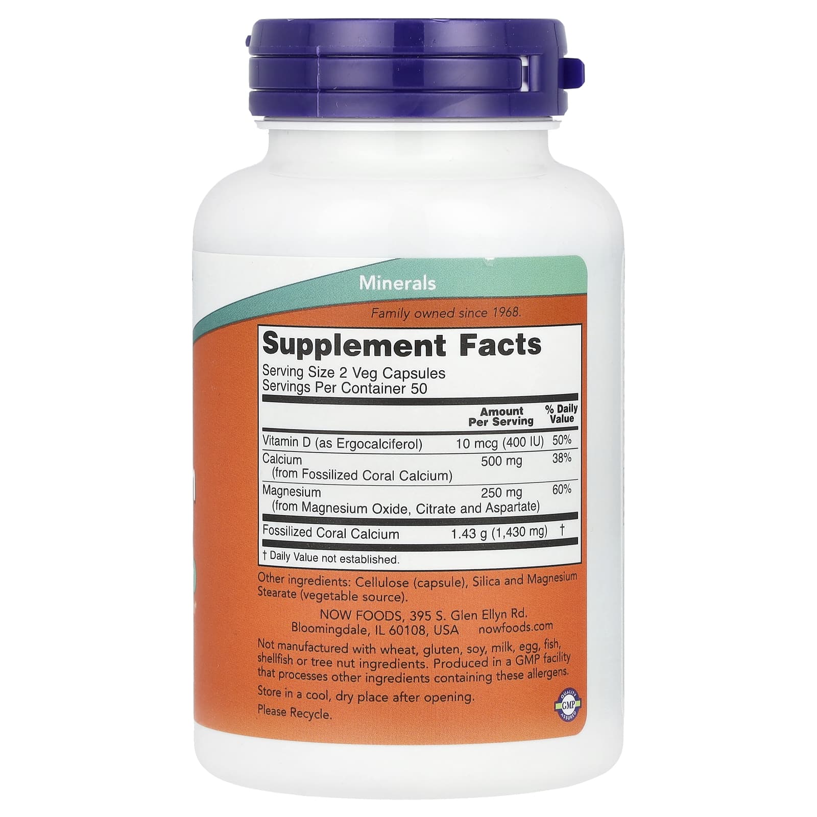 Coral Cálcio Plus, 100 vcaps, Now Foods