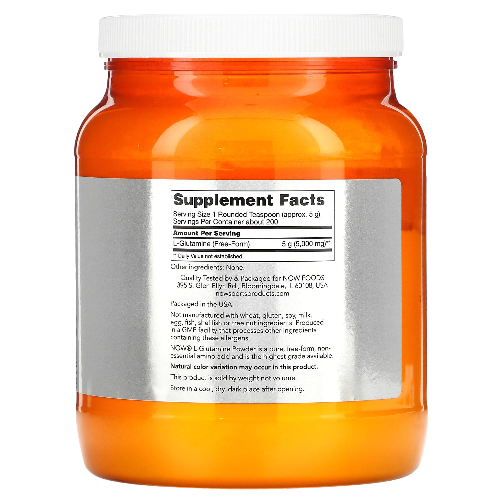 L-Glutamina - Pó, 1000 gramas, Now Foods