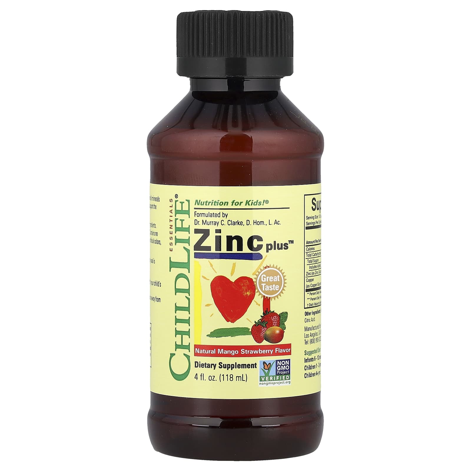 Zinco Plus, Manga Natural Morango - 118 ml. - Child Life
