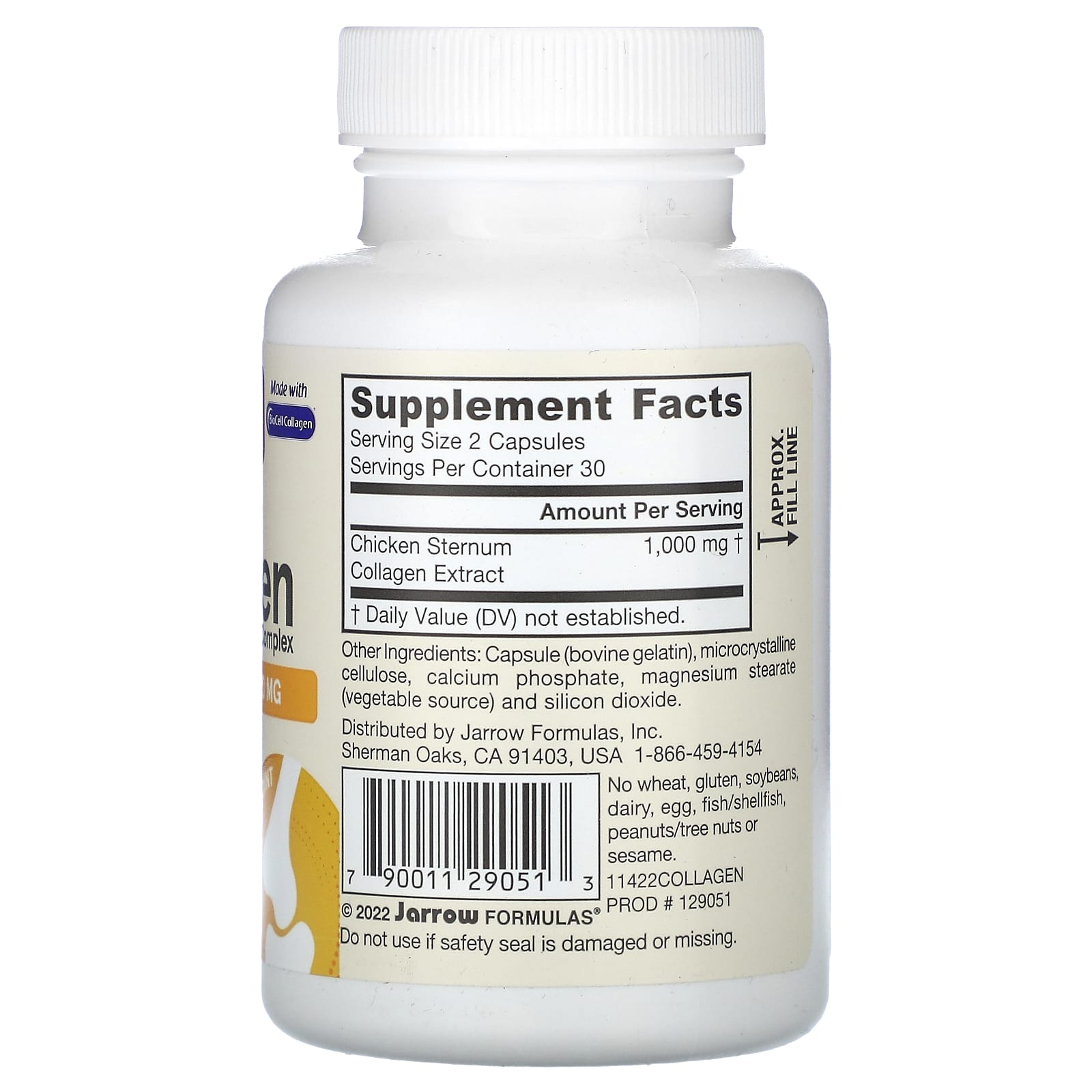 Complexo de Colágeno Tipo II, 1000mg - 60 cápsulas, Jarrow Formulas