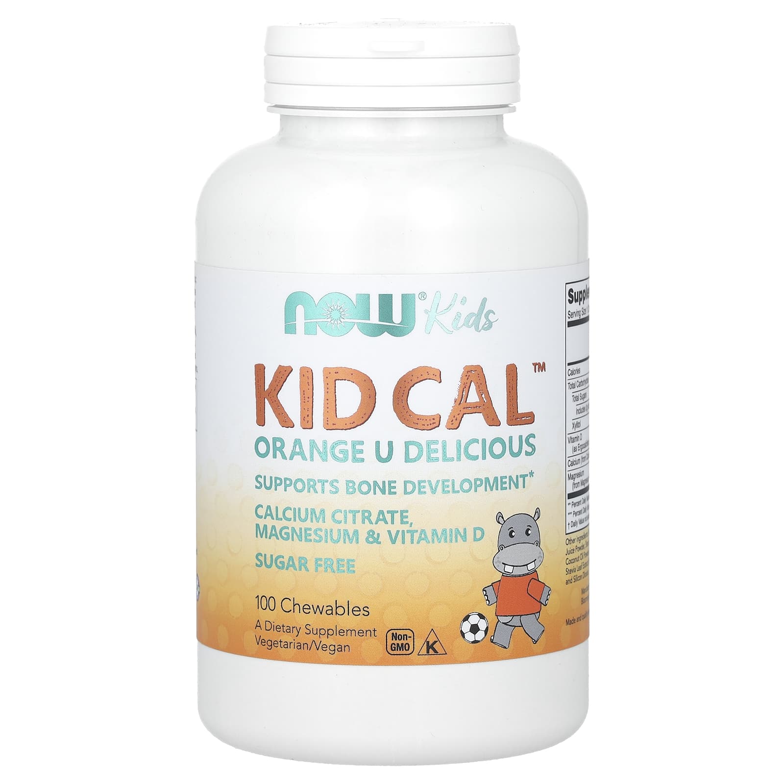 Kid Cal, Orange U Delicious, 100 mastigáveis, Now Foods